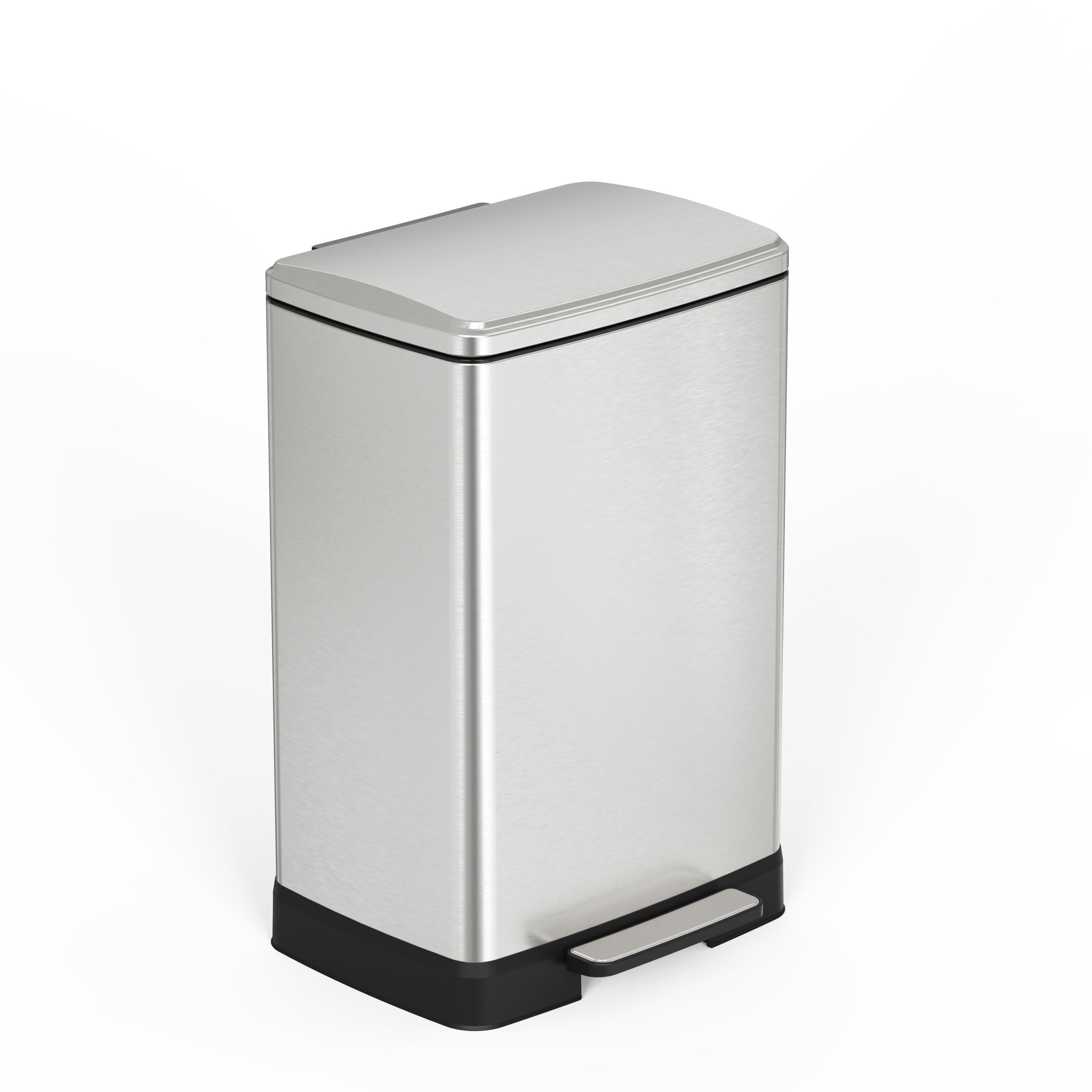 17 Gallon Brushed Nickel Pedal Trash Can Soft Close Lid