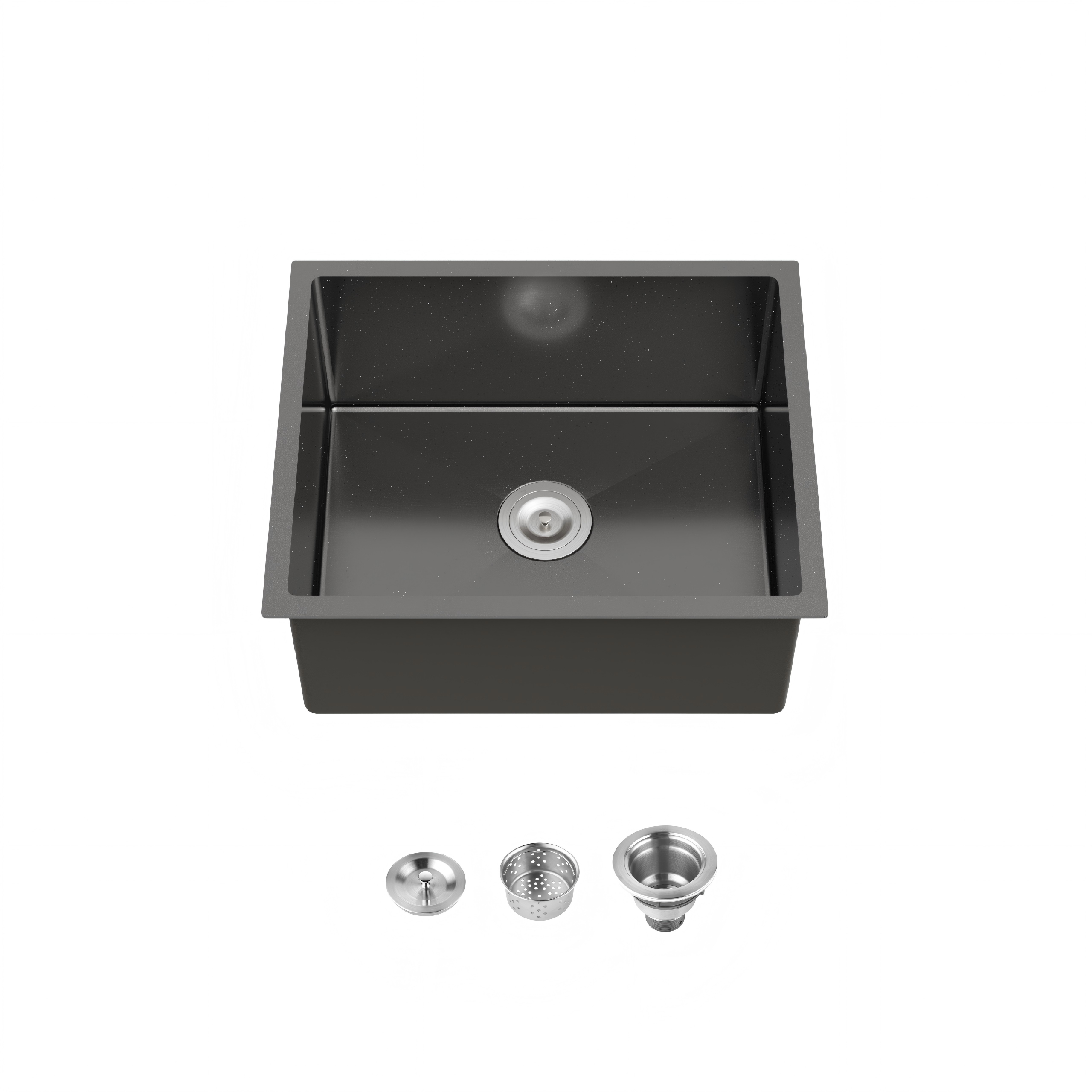 Stainless Steel Undermount Kitchen Sink 23"x19" Single Bowl Black