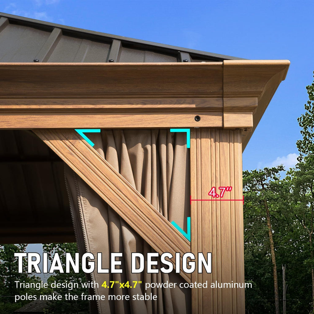 14x22 Ft Hardtop Gazebo Aluminum Frame Gutter System