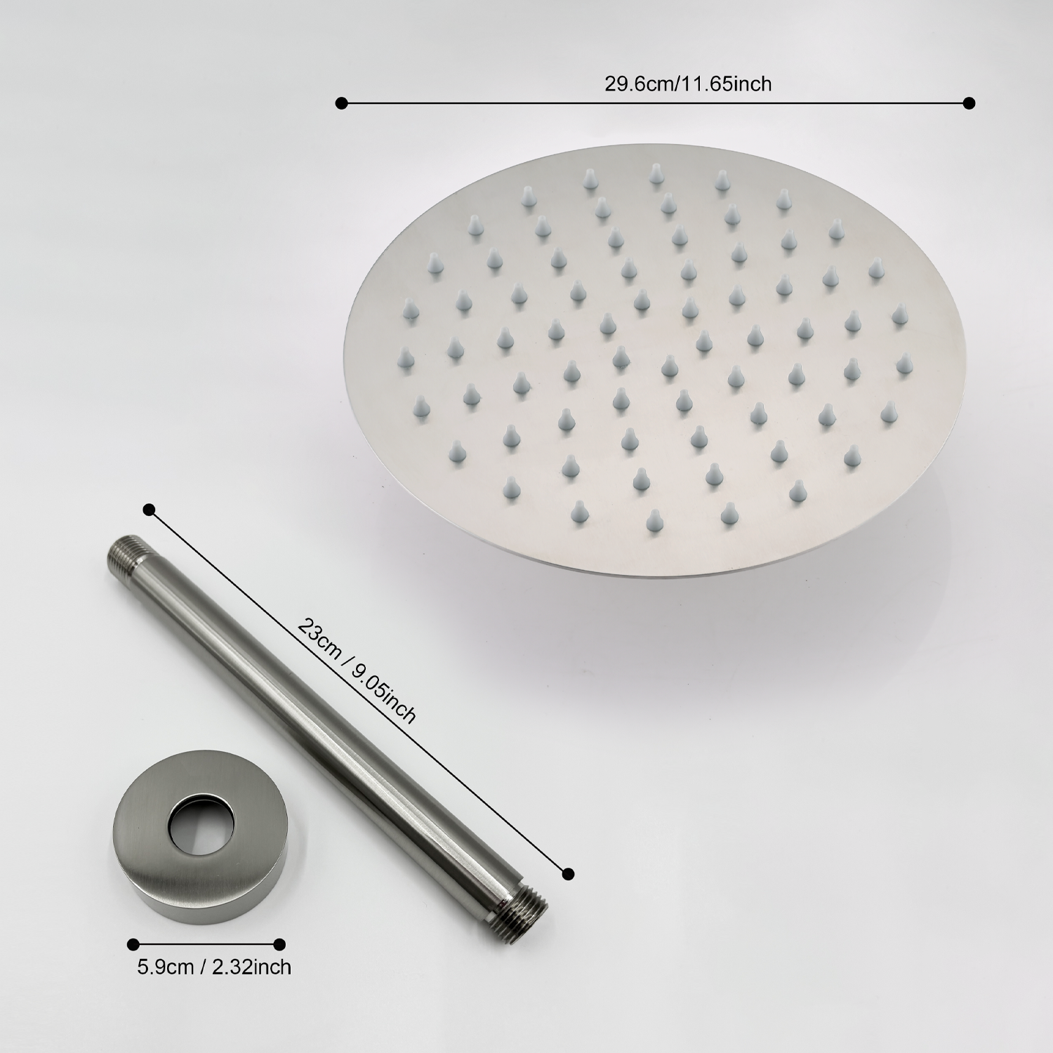 12" Brushed Nickel Rain Shower Head 304 Stainless Steel