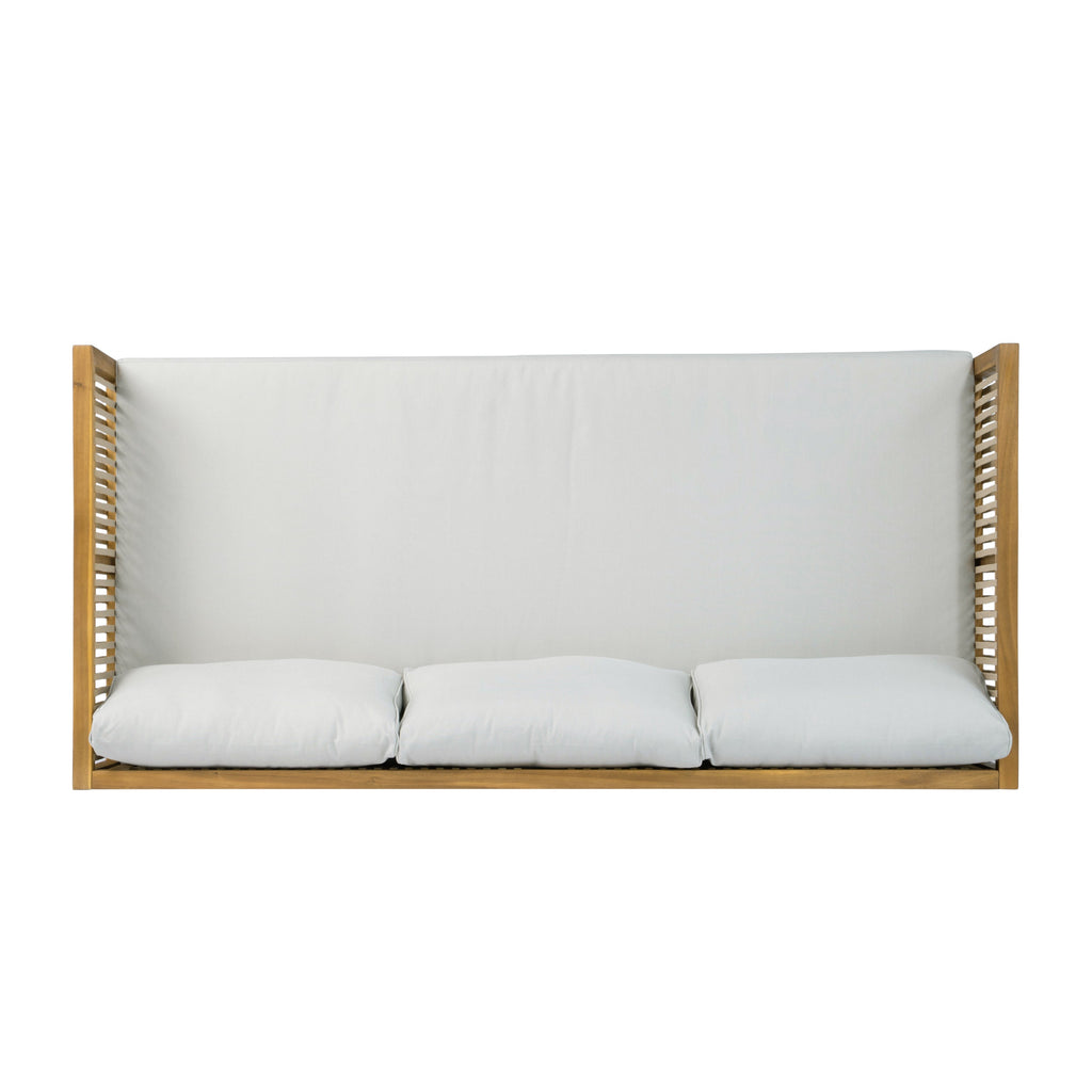 Outdoor Daybed Set Acacia Wood Rope 3 Seater Chaise Lounge