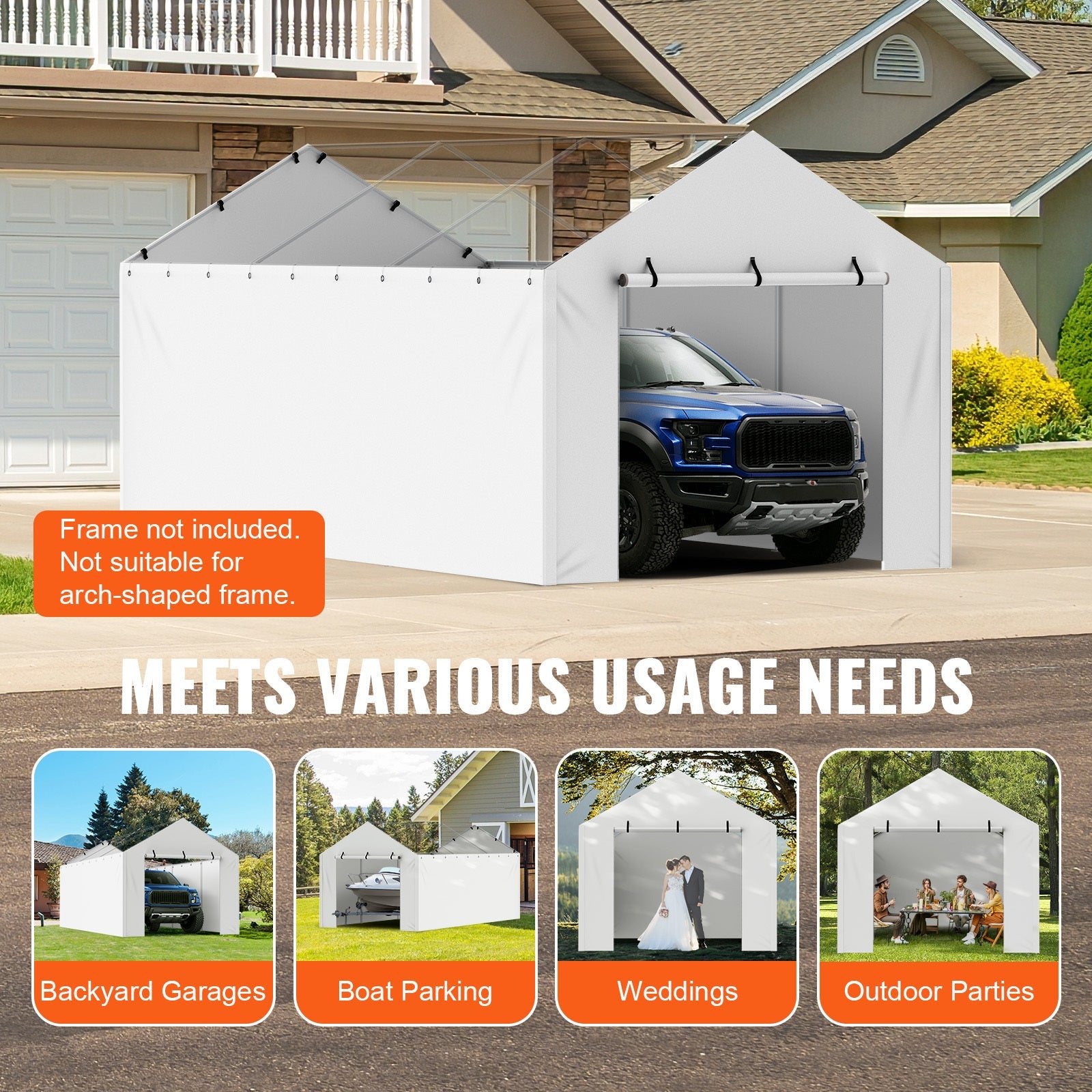 10 x 20 ft Carport Canopy Cover Side Wall Replacement Tarp