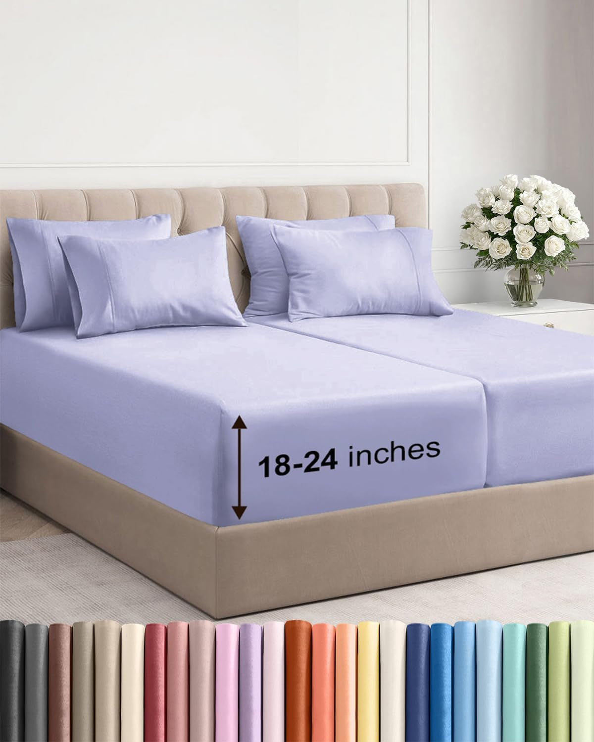 Extra Deep Pocket Sheet Set 4 Piece Breathable Soft Cooling Bedding Wrinkle Free