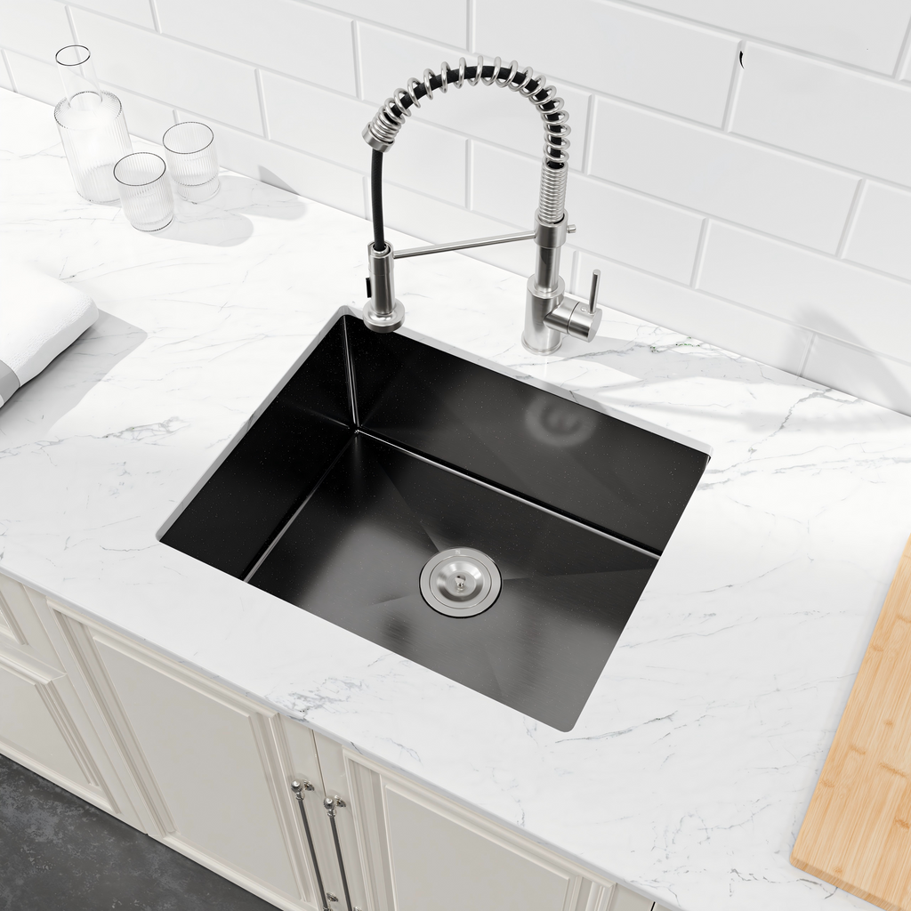 Stainless Steel Undermount Kitchen Sink 23"x19" Single Bowl Black