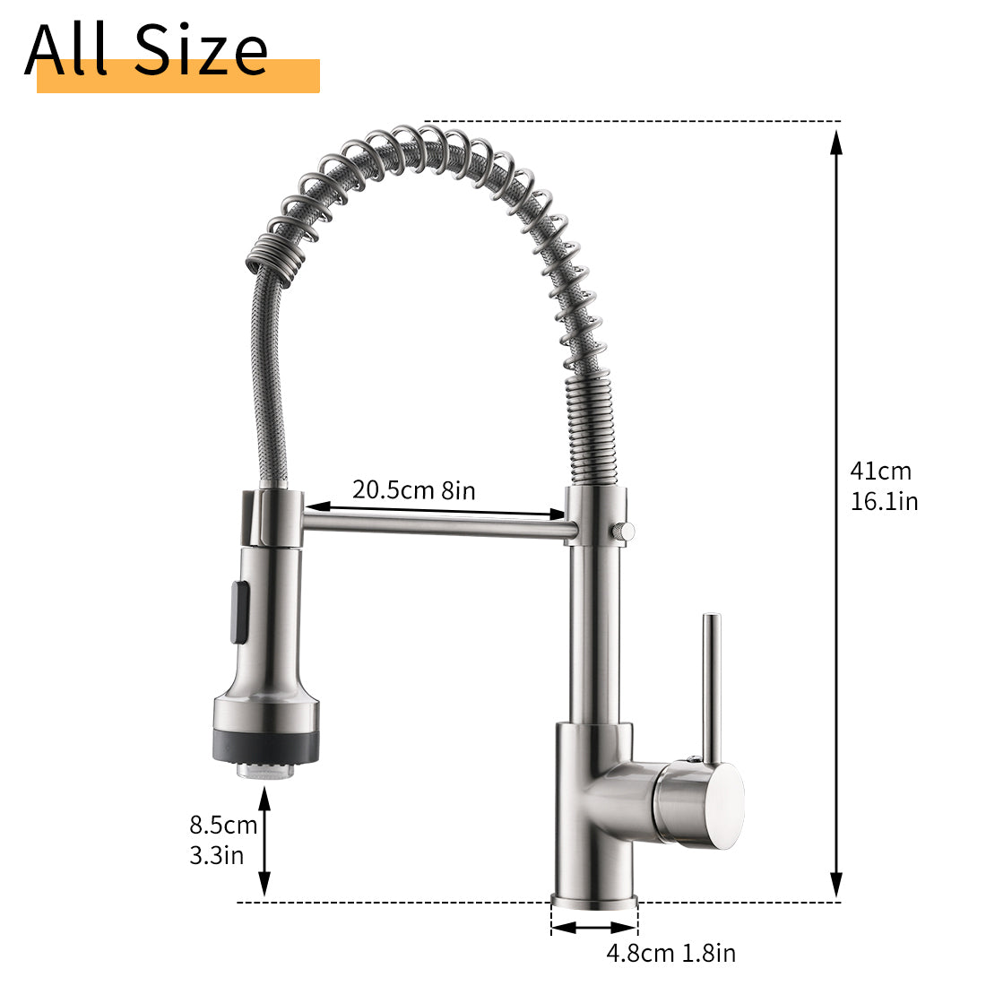 Commercial LED Pull Down Kitchen Faucet Single Handle Lever