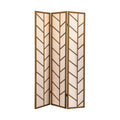 3-Panel Walnut Folding Shoji Room Divider Screen