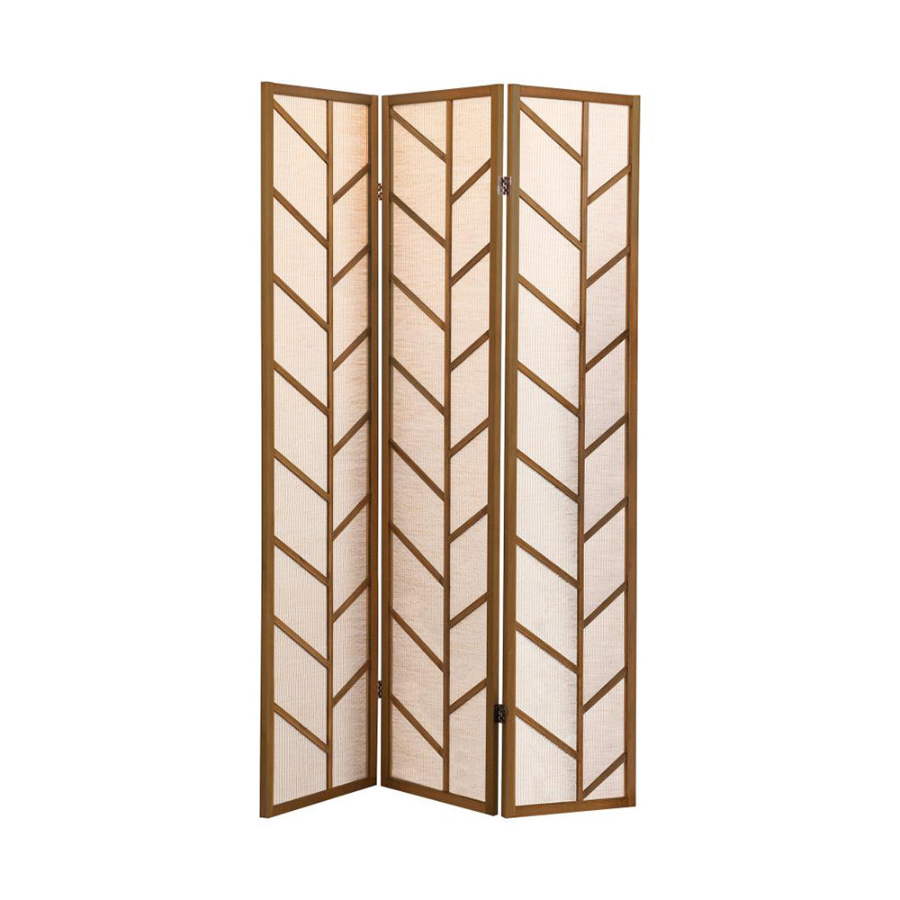 3-Panel Walnut Folding Shoji Room Divider Screen