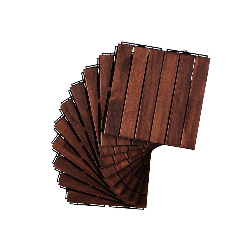Acacia Hardwood Interlocking Deck Tiles 12" x 12" Patio
