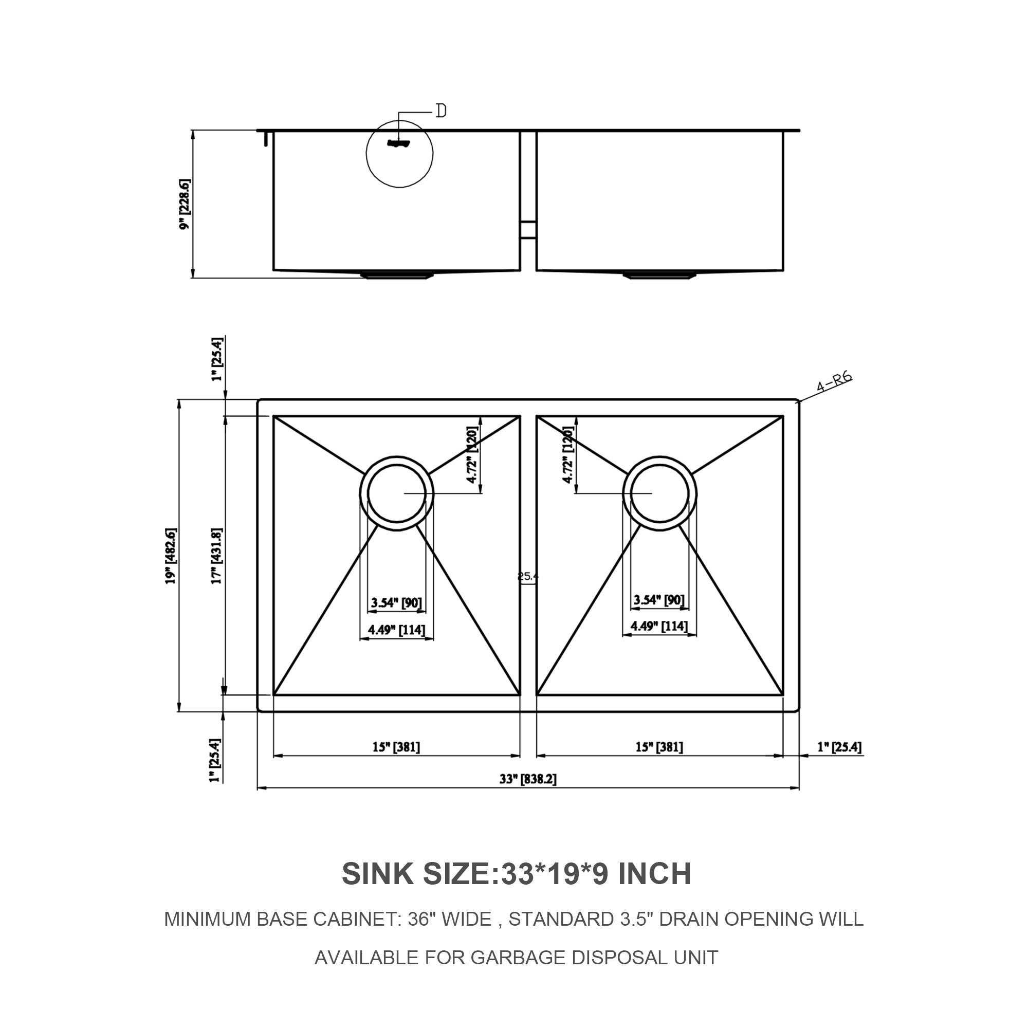 Brushed Nickel Undermount Double Bowl Kitchen Sink 33x19 16 Gauge