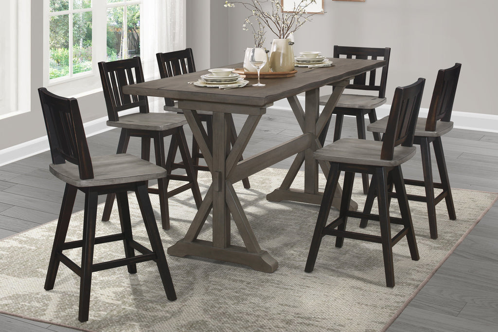 Distressed Gray Counter Height Dining Table Rubberwood