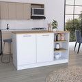 Ginger Kitchen Island with 3 Shelves and 2-Door Cabinets