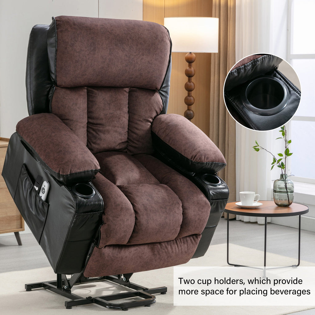 Electric Lift Chair Massage Recliner Heating Vibration USB Black Brown