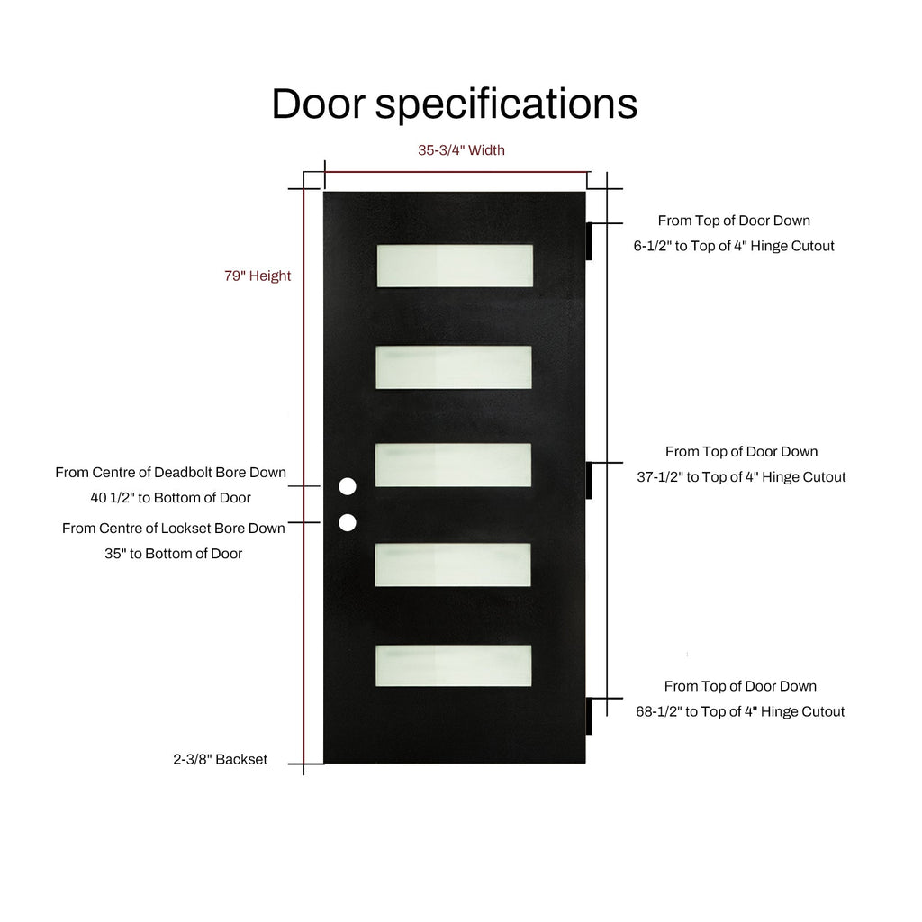36" x 80" Fiberglass Entry Door Right Hand Inswing Frosted