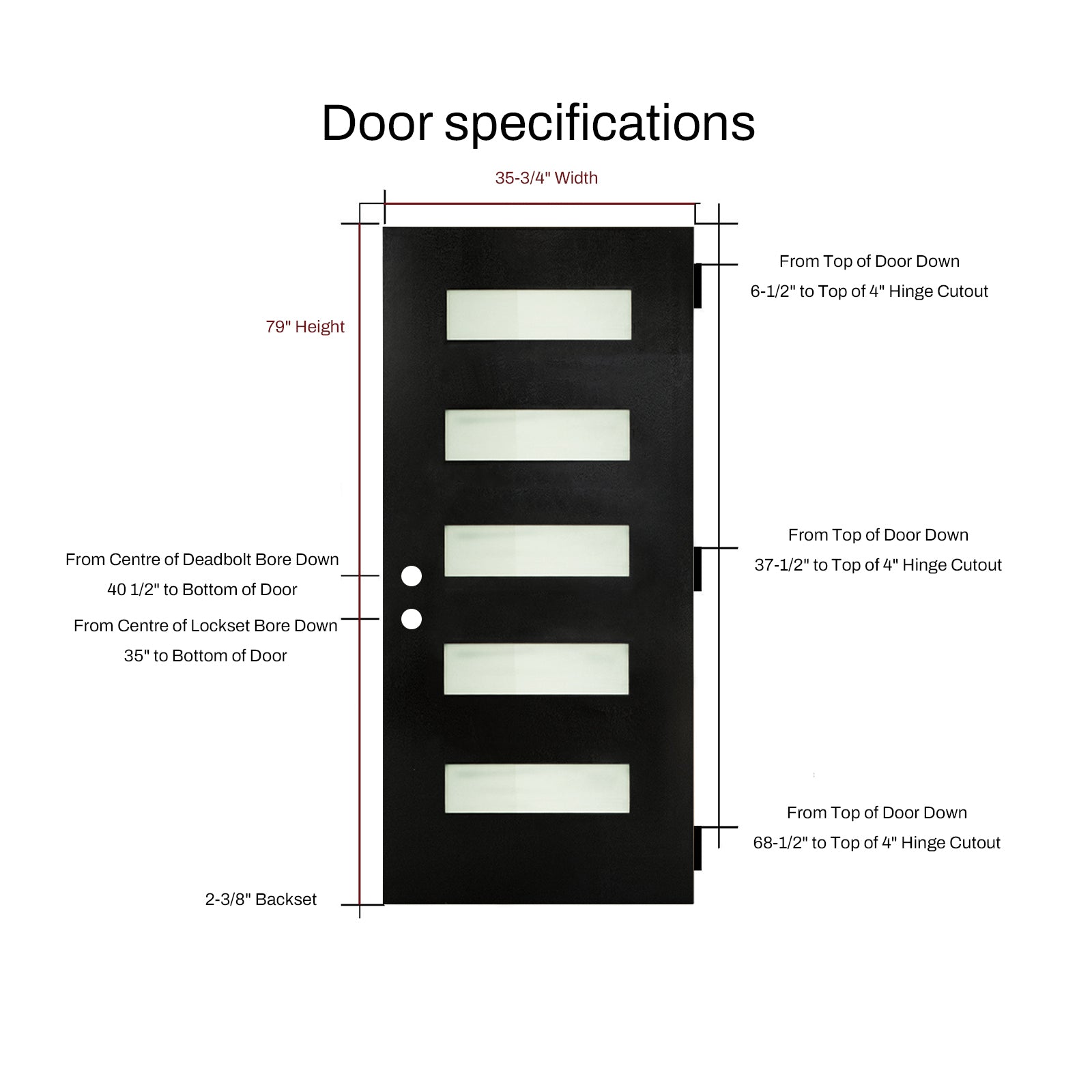 36" x 80" Fiberglass Entry Door Right Hand Inswing Frosted
