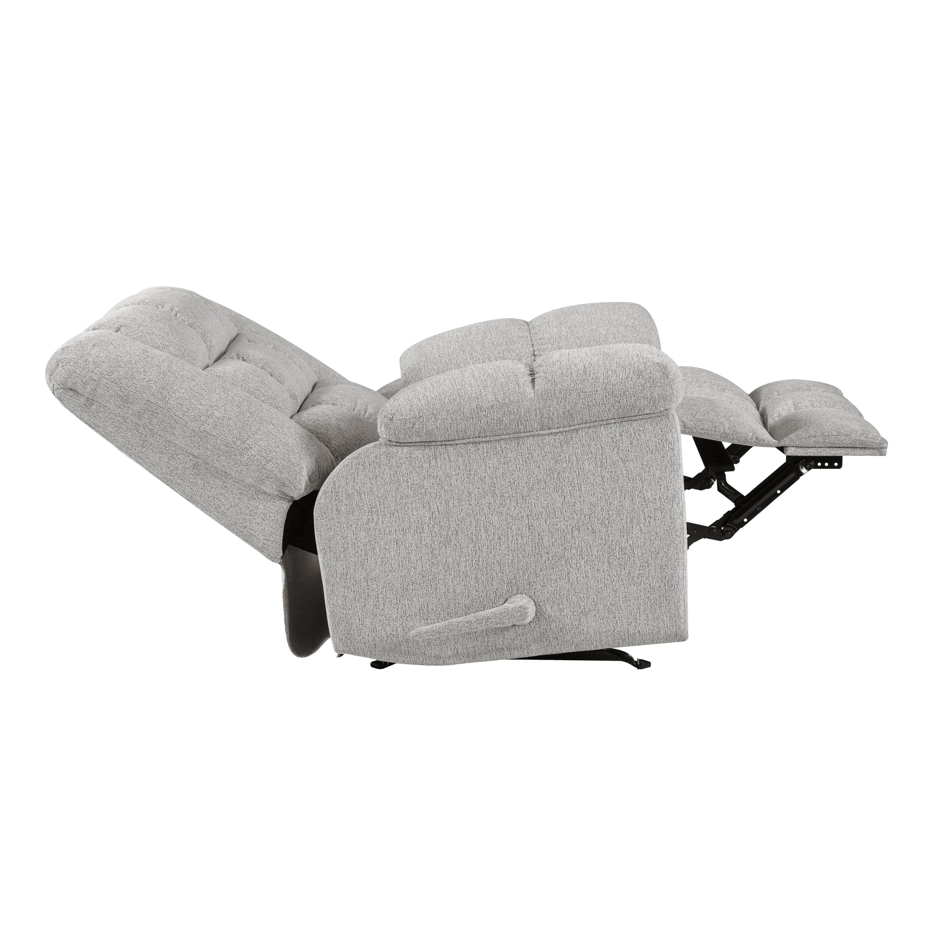 Light Gray Chenille Rocking Recliner Chair