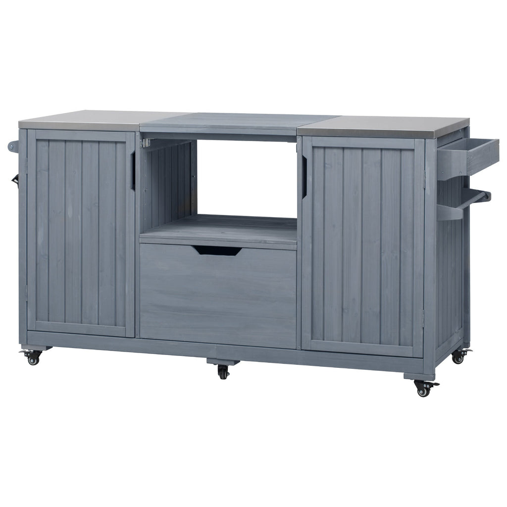 Outdoor Grill Island Cart 66.5" Stainless Steel Tabletop