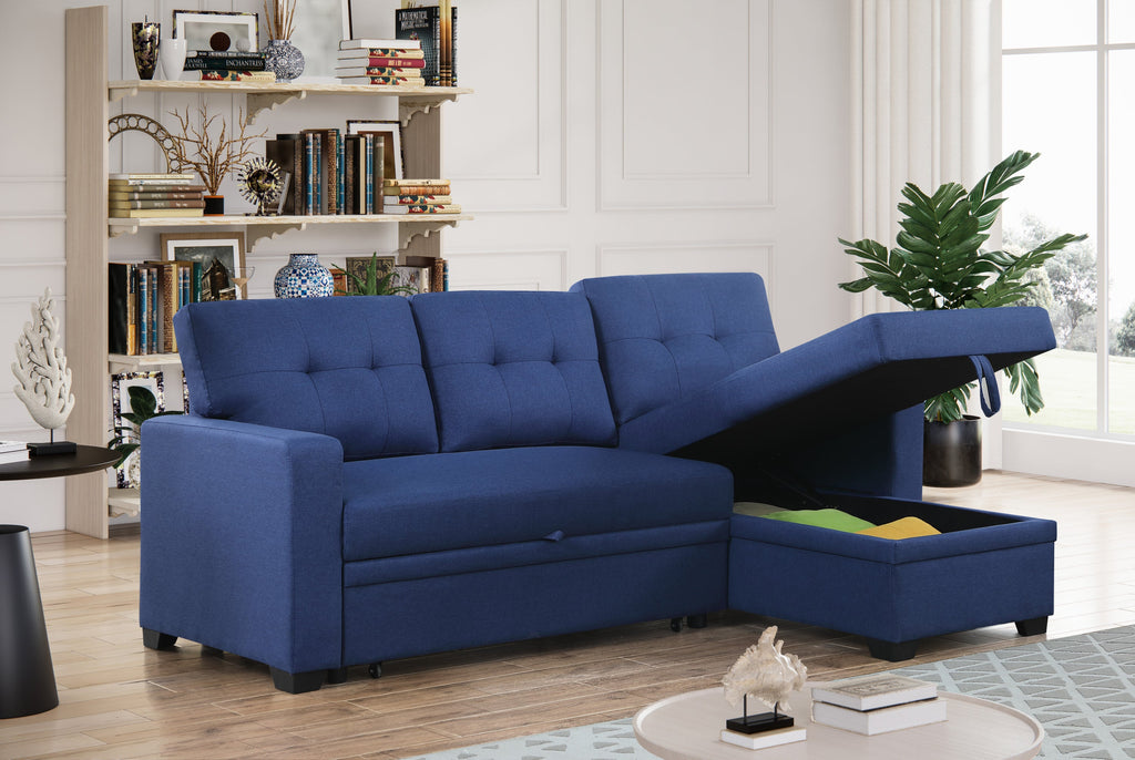 Convertible Upholstered Sectional Sofa with Pull-out Chaise