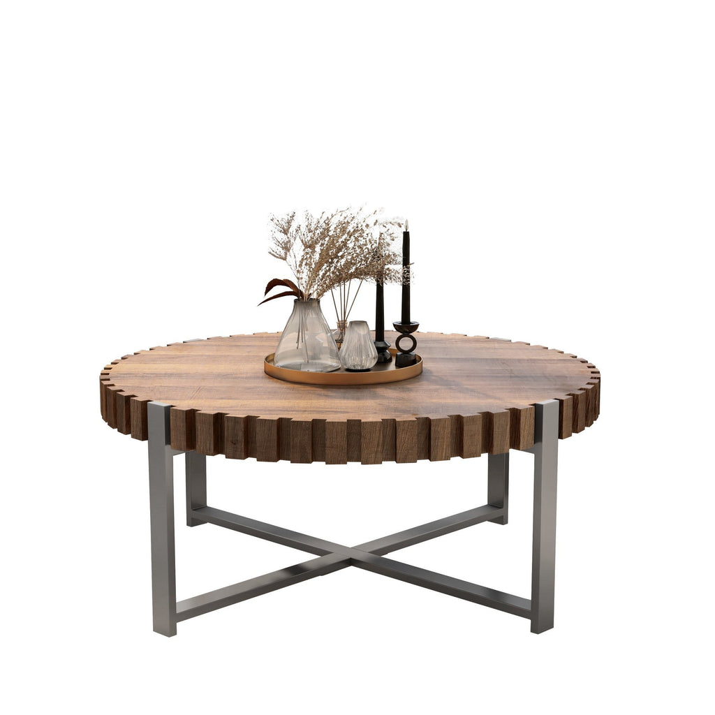 Felief 31.4" Modern Wooden Drum Coffee Table