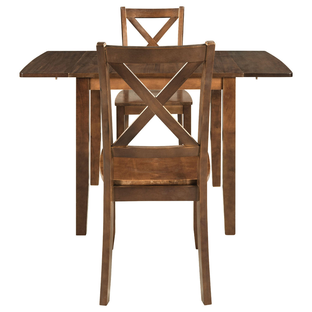 3-Piece Wood Drop Leaf Breakfast Nook Dining Table Set Walnut