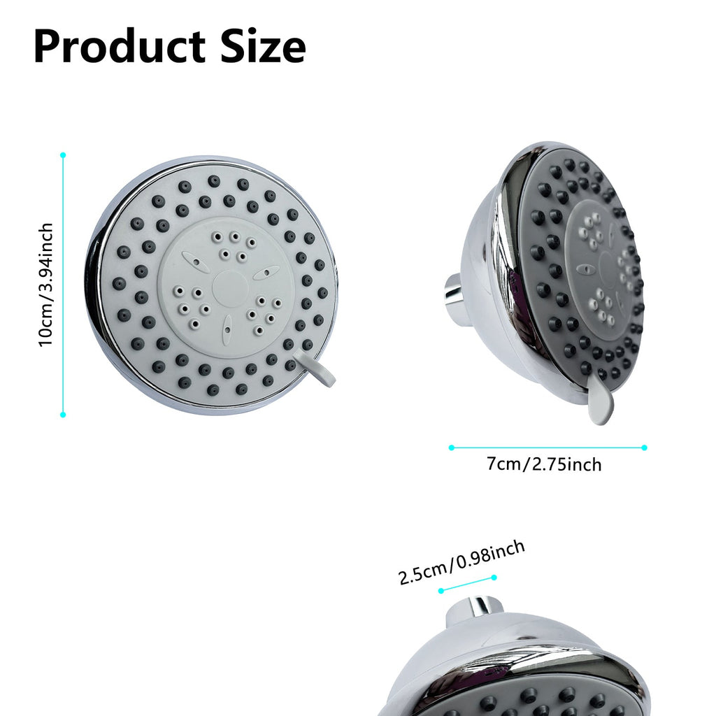 4" High-Pressure Rain Shower Head 3 Spray Modes Adjustable