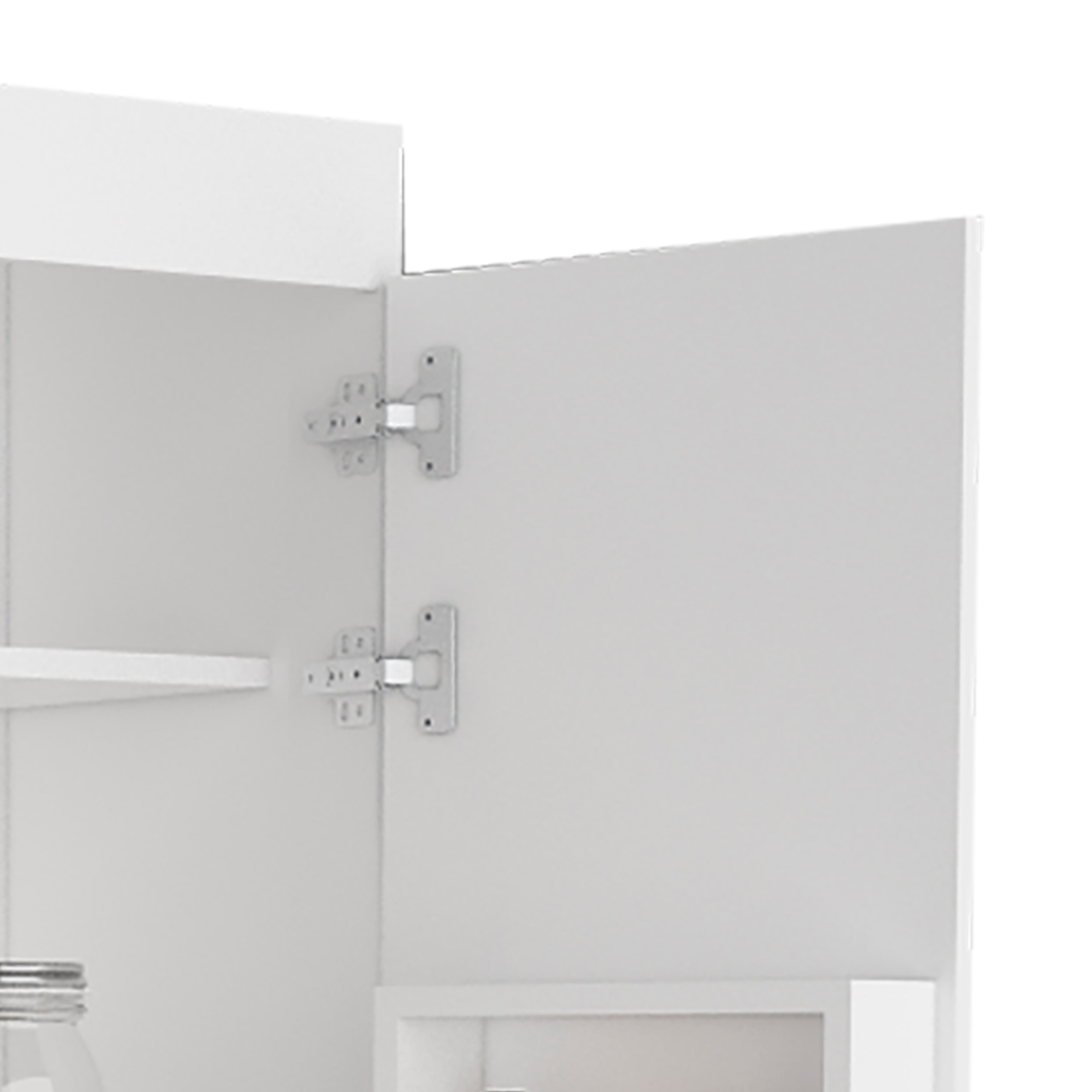 Pantry Cabinet - Double Door - Particle Board - White - 5 Shelves