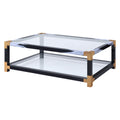 Clear Glass Coffee Table with White Brushed Finish