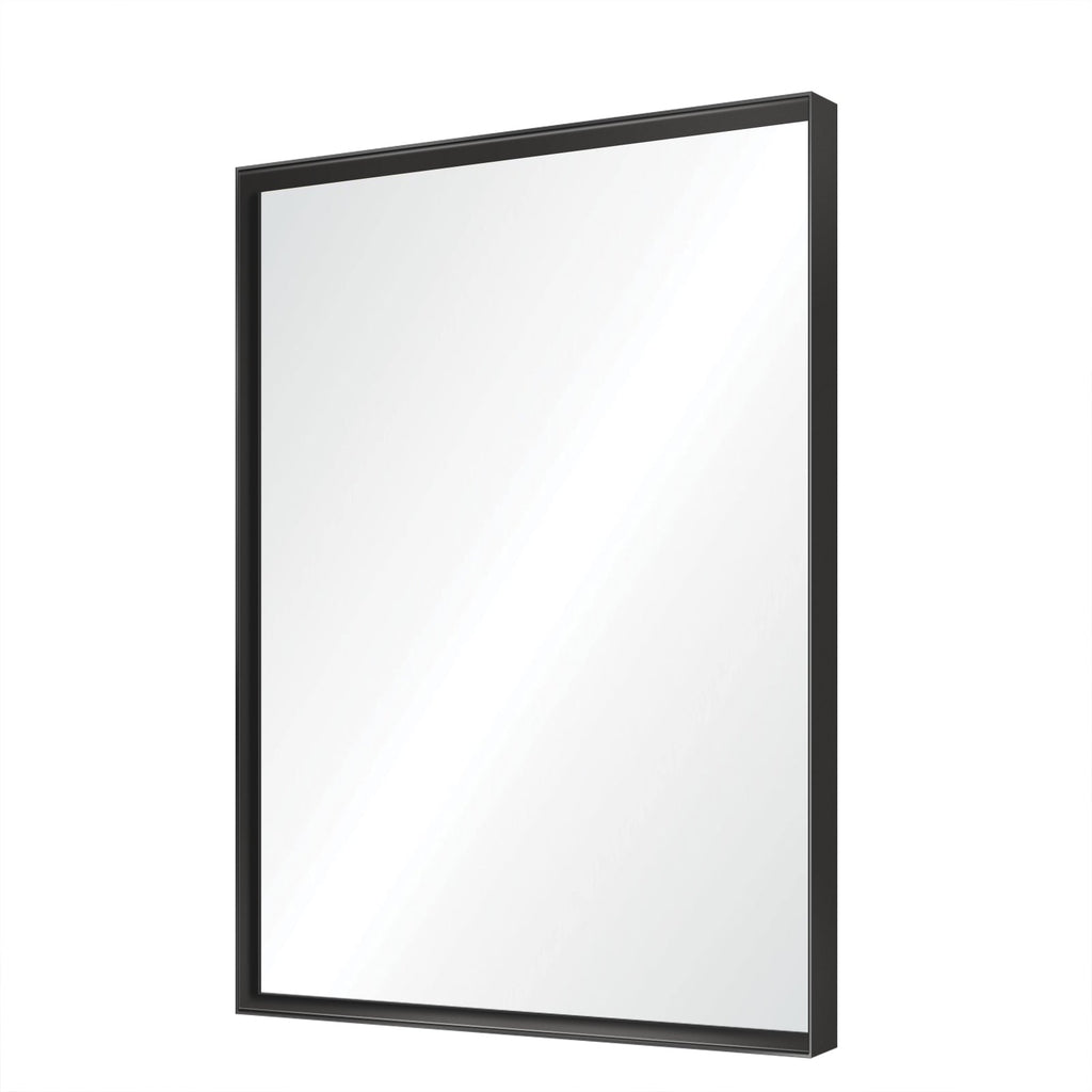 40x30" Glossy Black Bathroom Vanity Mirror Rectangle Wall Mount