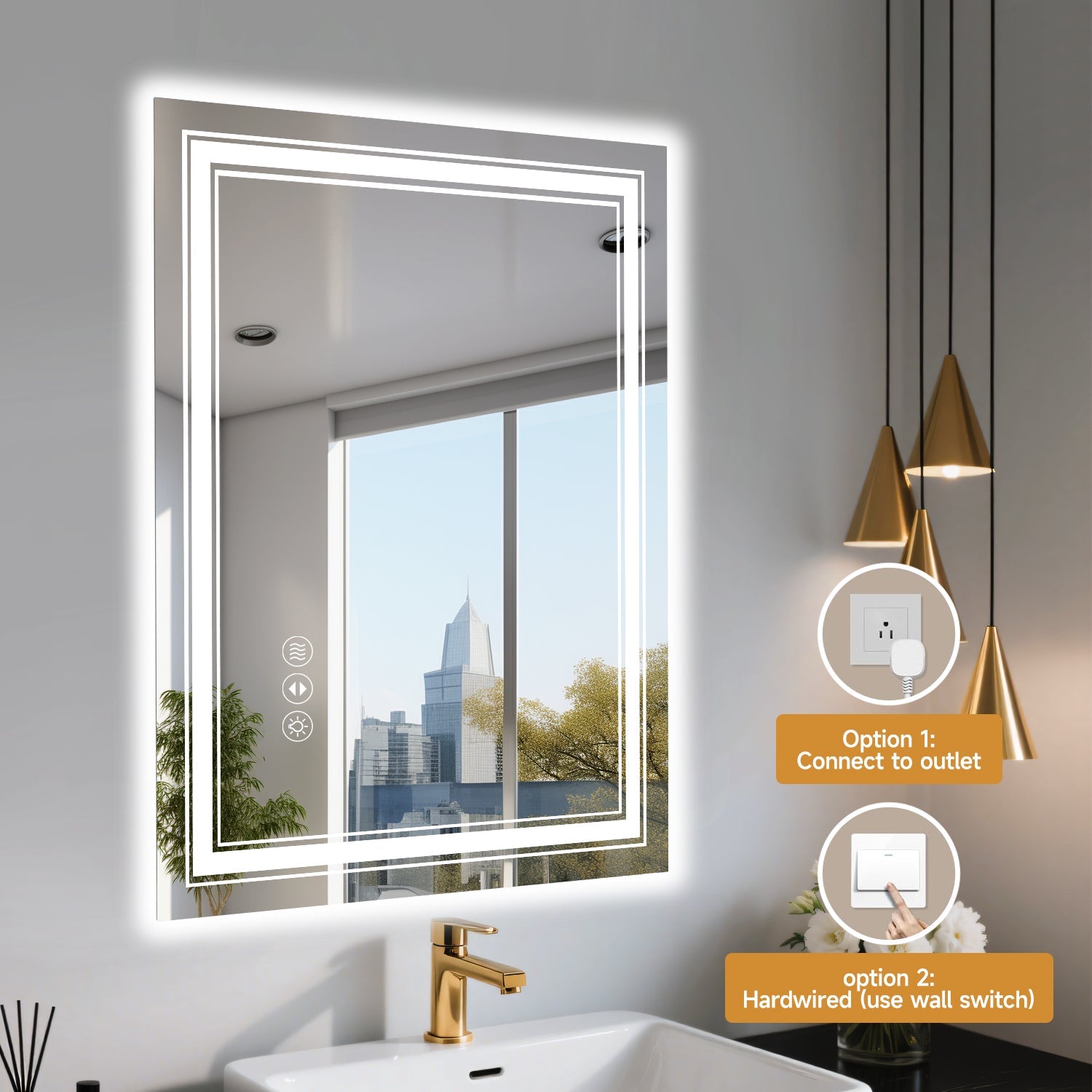 20x28 Inch Frameless Smart LED Bathroom Mirror
