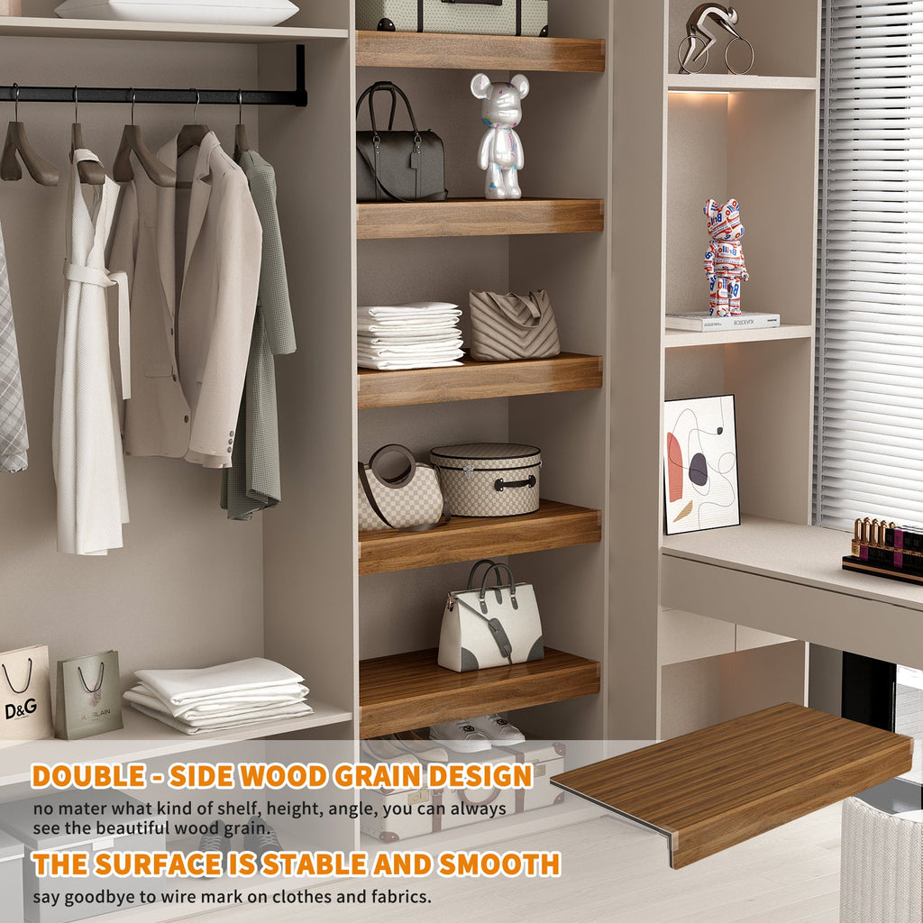 Walnut Foamed PVC Wire Shelf Covers, 5 Piece Set