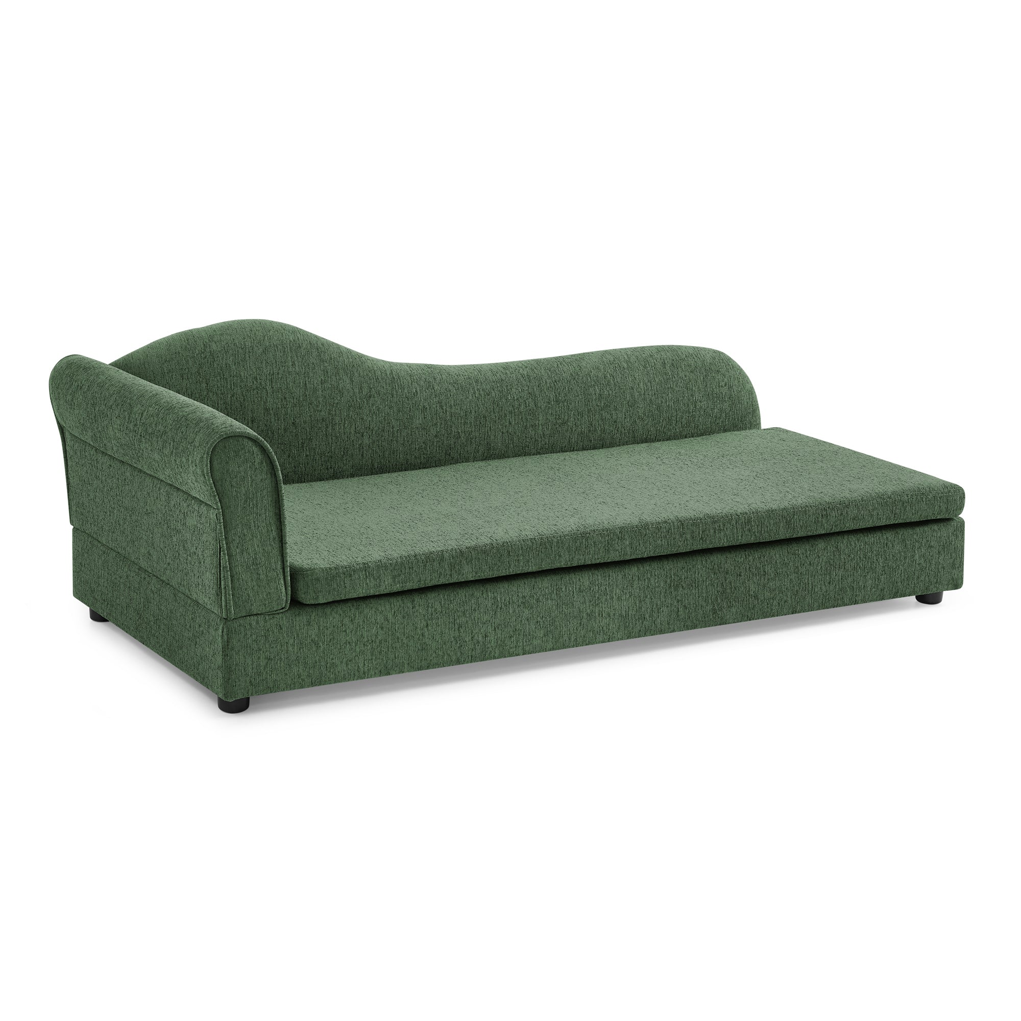 Medium/Large Dog Sofa Wave Backrest Linen Olive Green