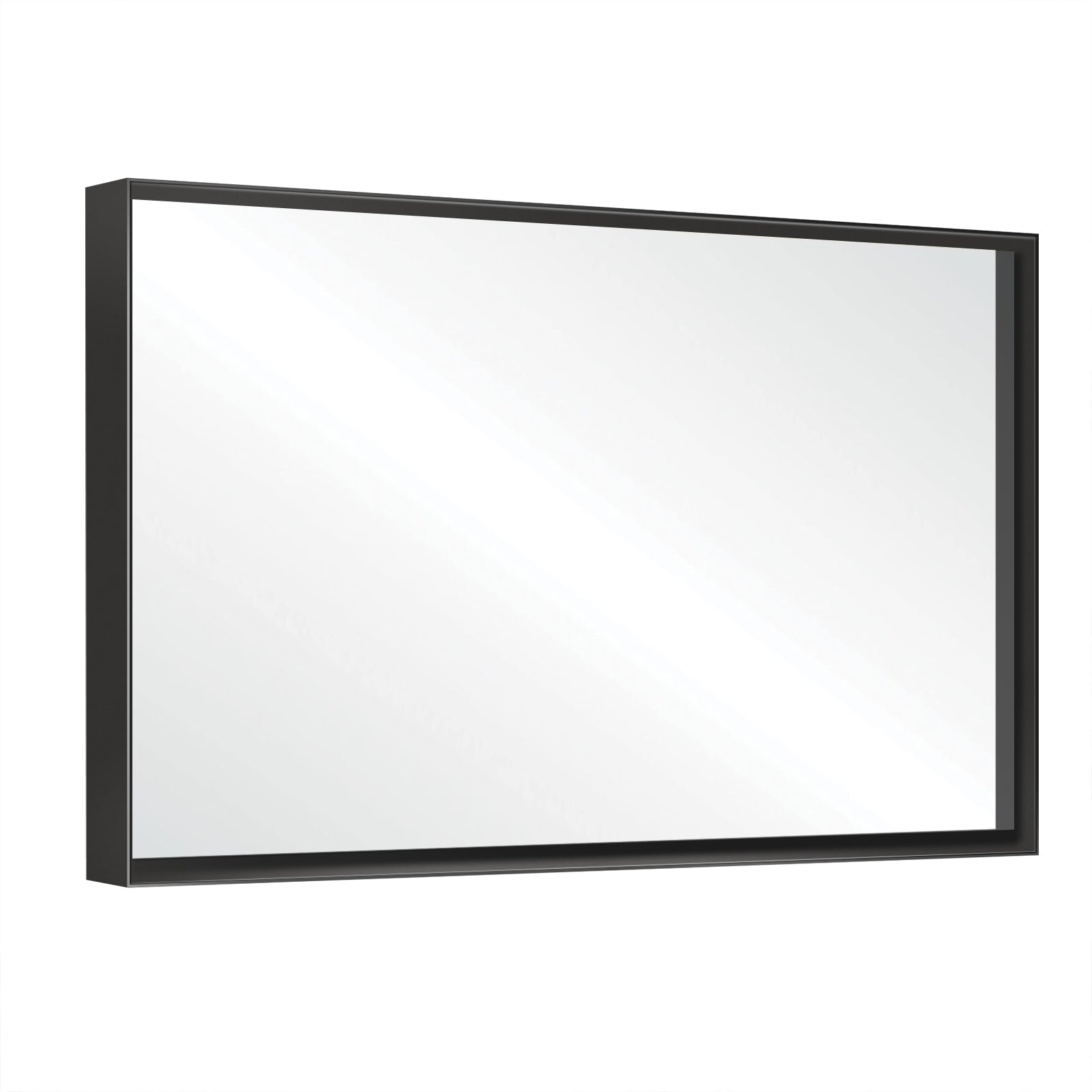 40x30" Glossy Black Bathroom Vanity Mirror Rectangle Wall Mount