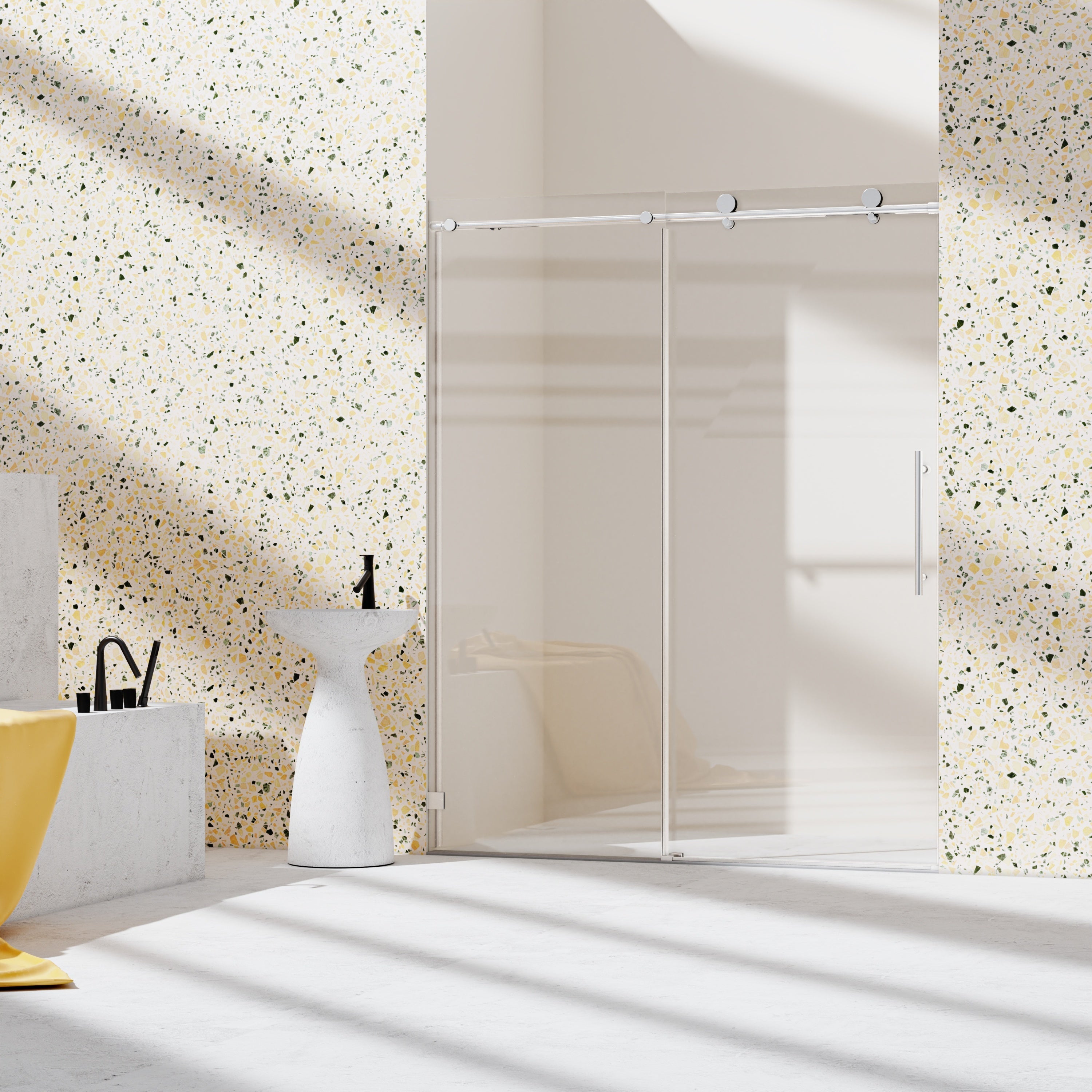 Frameless Single Sliding Soft-Close Shower Door 56-60" W x 74" H
