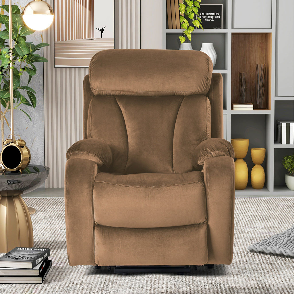 Lift Chair Recliner Power Recline Brown Cashmere for Elderly