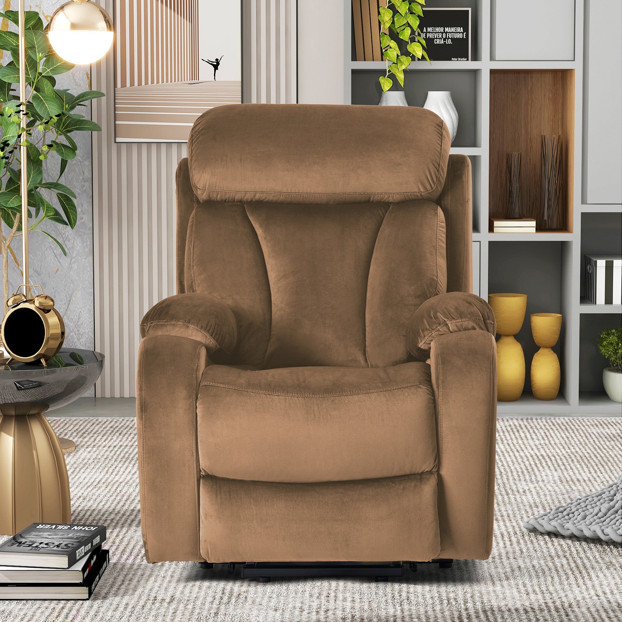 Lift Chair Recliner Power Recline Brown Cashmere for Elderly