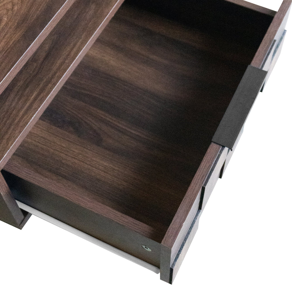 TV Stand Mid-Century Walnut MDF Soft-Close Doors Fits 85 In TV 78.7 In