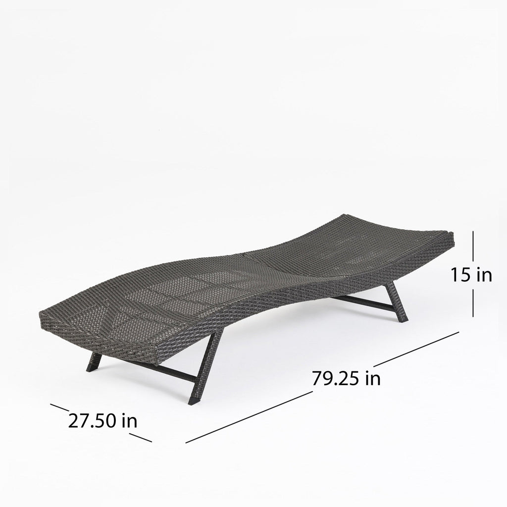 Set of 2 Grey Wicker Chaise Lounge Reclining Seats