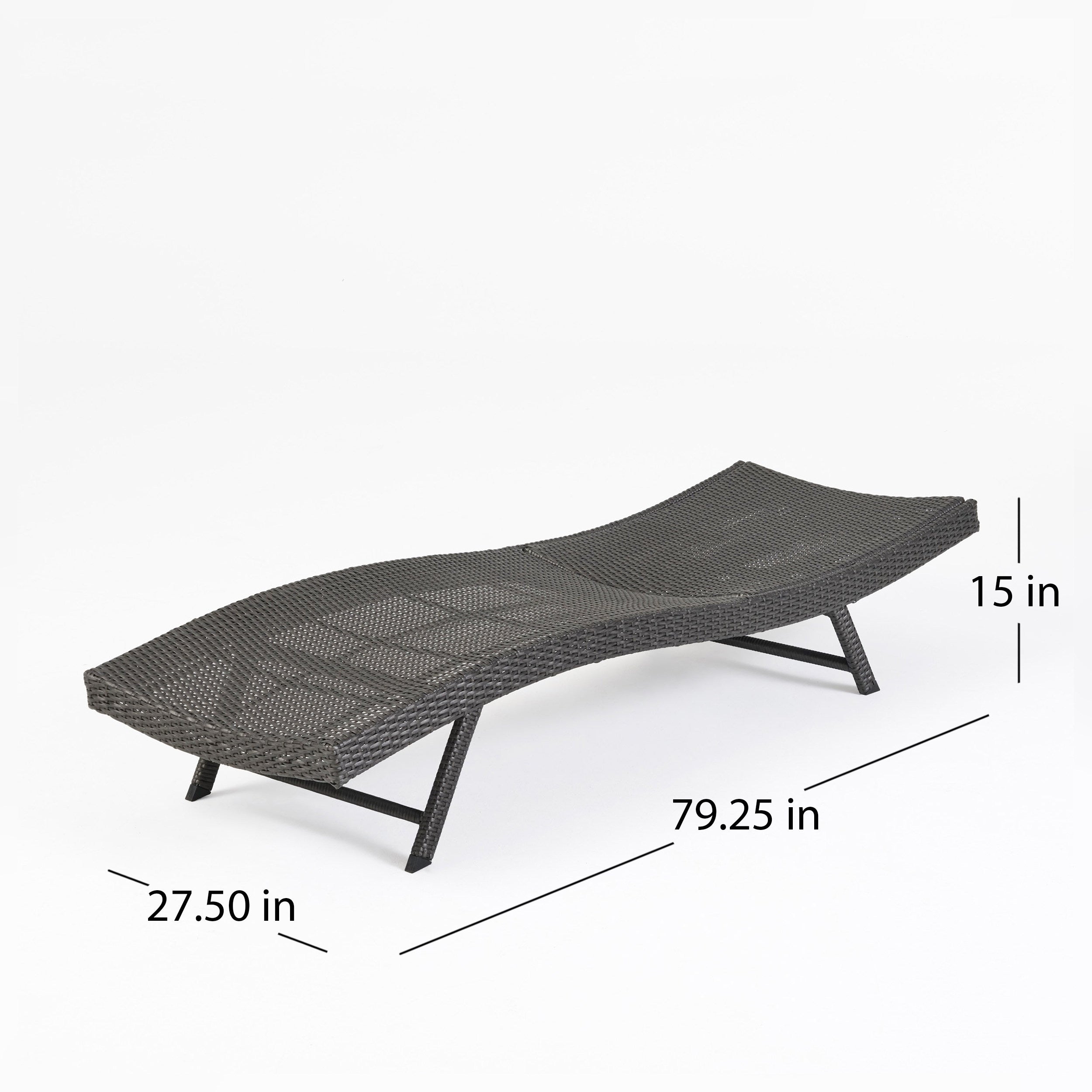 Set of 2 Grey Wicker Chaise Lounge Reclining Seats