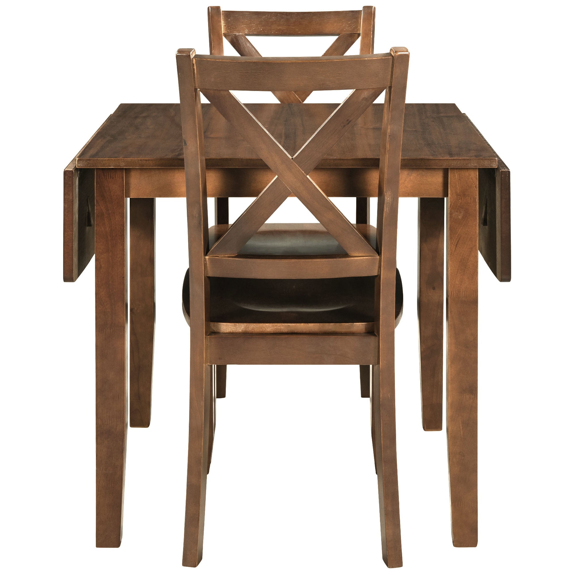 3-Piece Wood Drop Leaf Breakfast Nook Dining Table Set Walnut