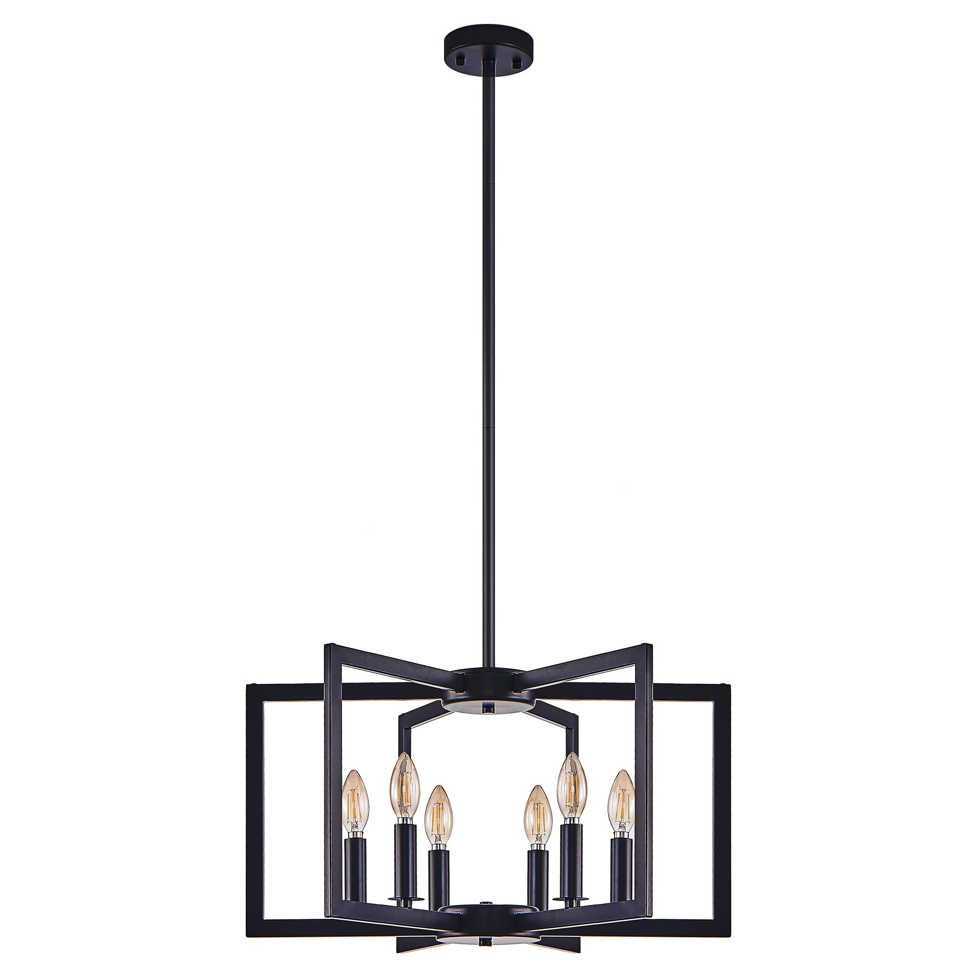 Chandelier Black Geometric 6-Light Industrial Metal Pendant 22 In