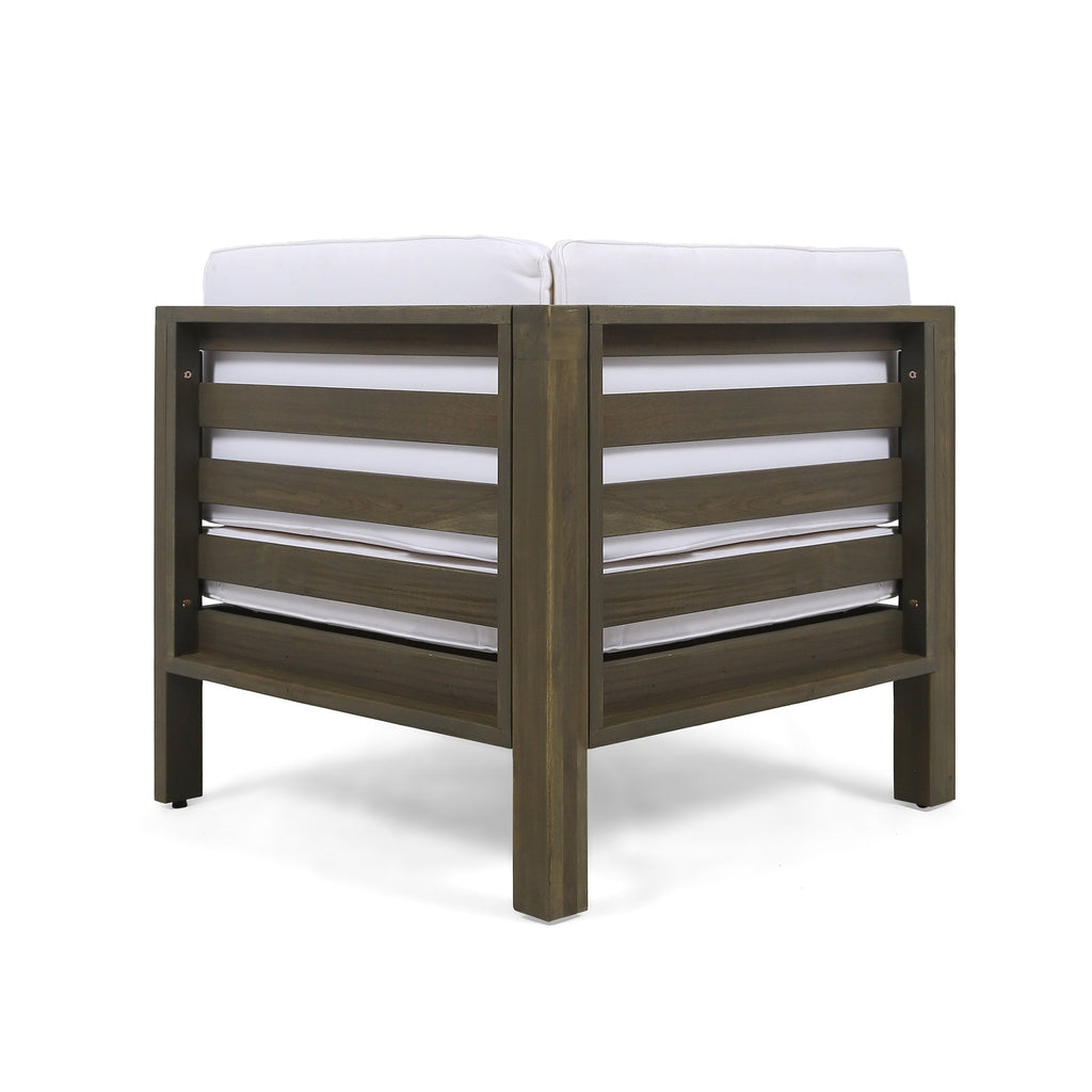 Outdoor Sectional Set Acacia Wood White V-Shape 4 Piece 600 LB
