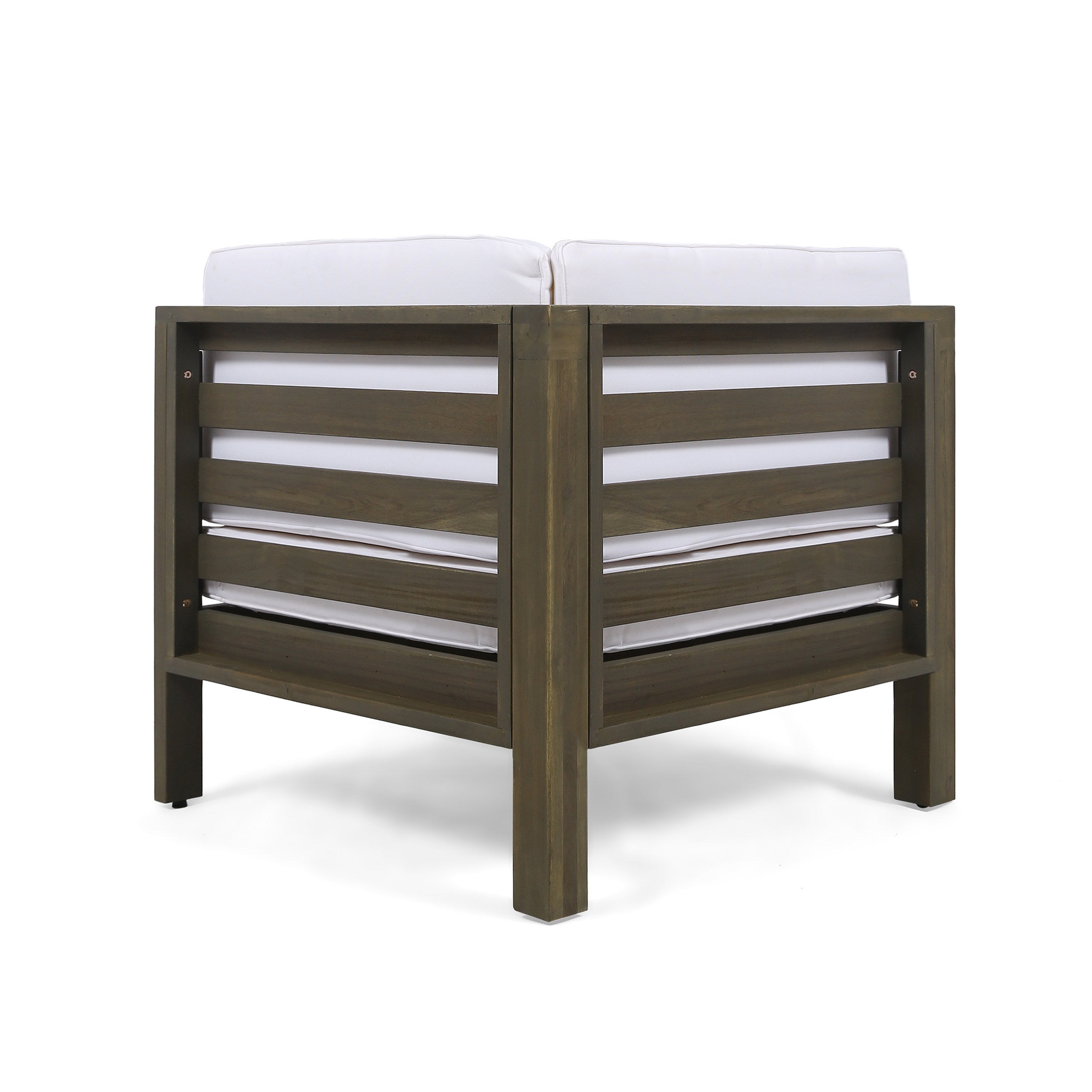 Outdoor Sectional Set Acacia Wood White V-Shape 4 Piece 600 LB