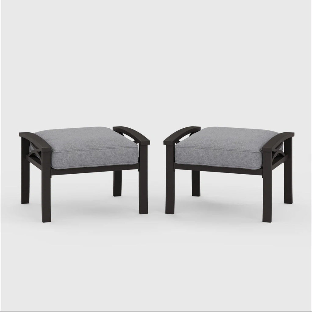 Outdoor Patio Set Steel 7 Piece Seats 9 Khaki Gray