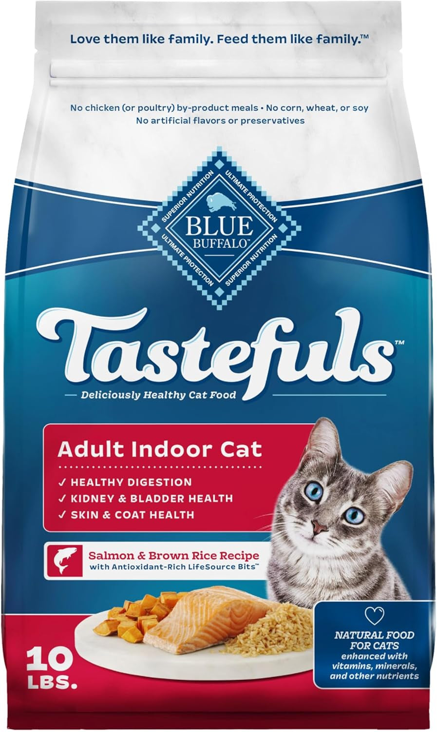 Blue Buffalo Tastefuls Natural Dry Food for Adult Indoor Cats, Chicken & Brown Rice Recipe, 15-Lb. Bag