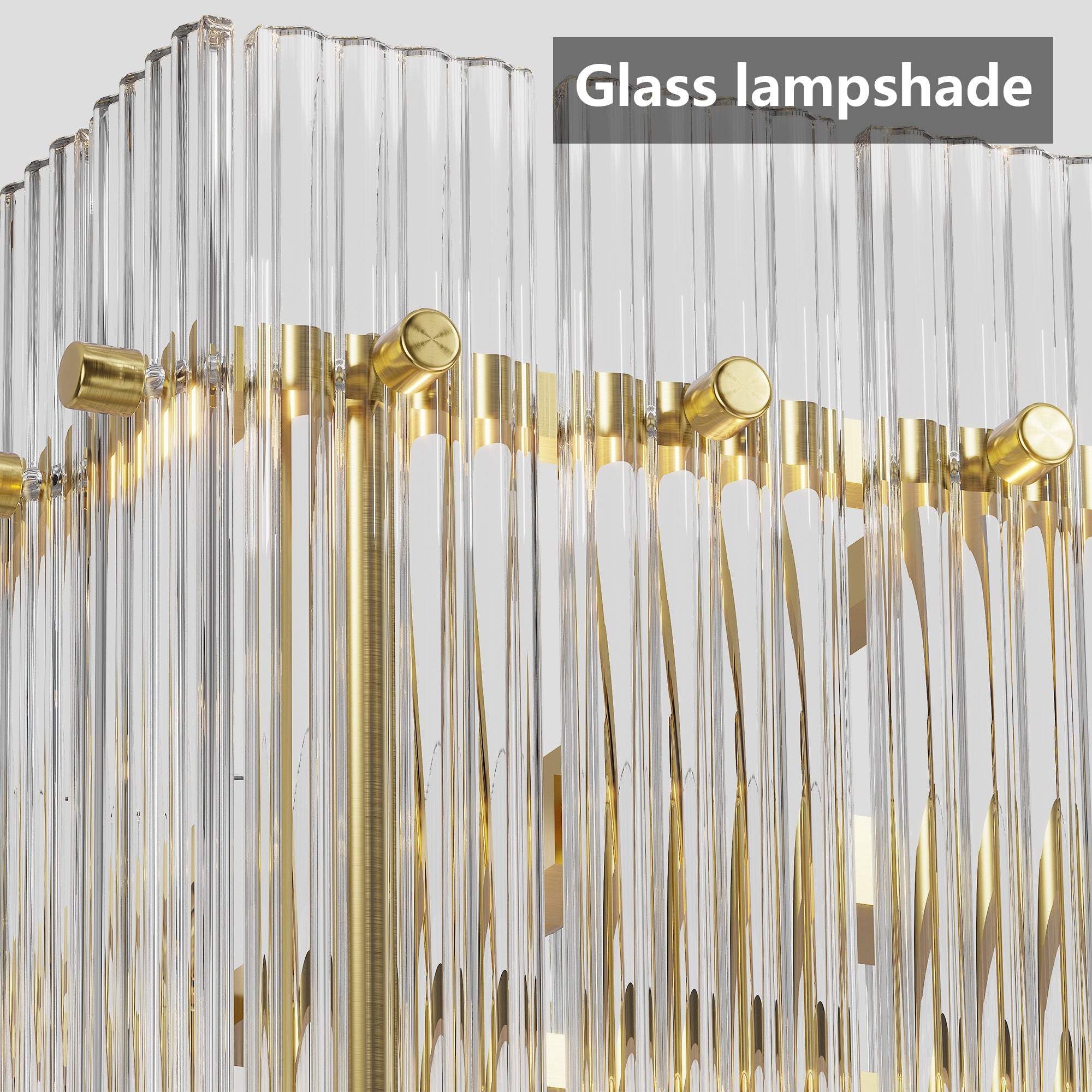 Chandelier Crystal Glass 10-Light Gold Modern Rectangular Pendant Dining