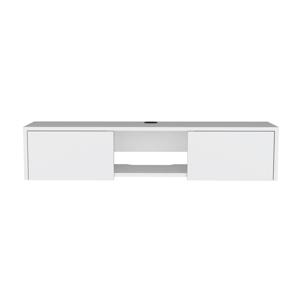 Glen Floating TV Stand with Side Doors and Media Shelf