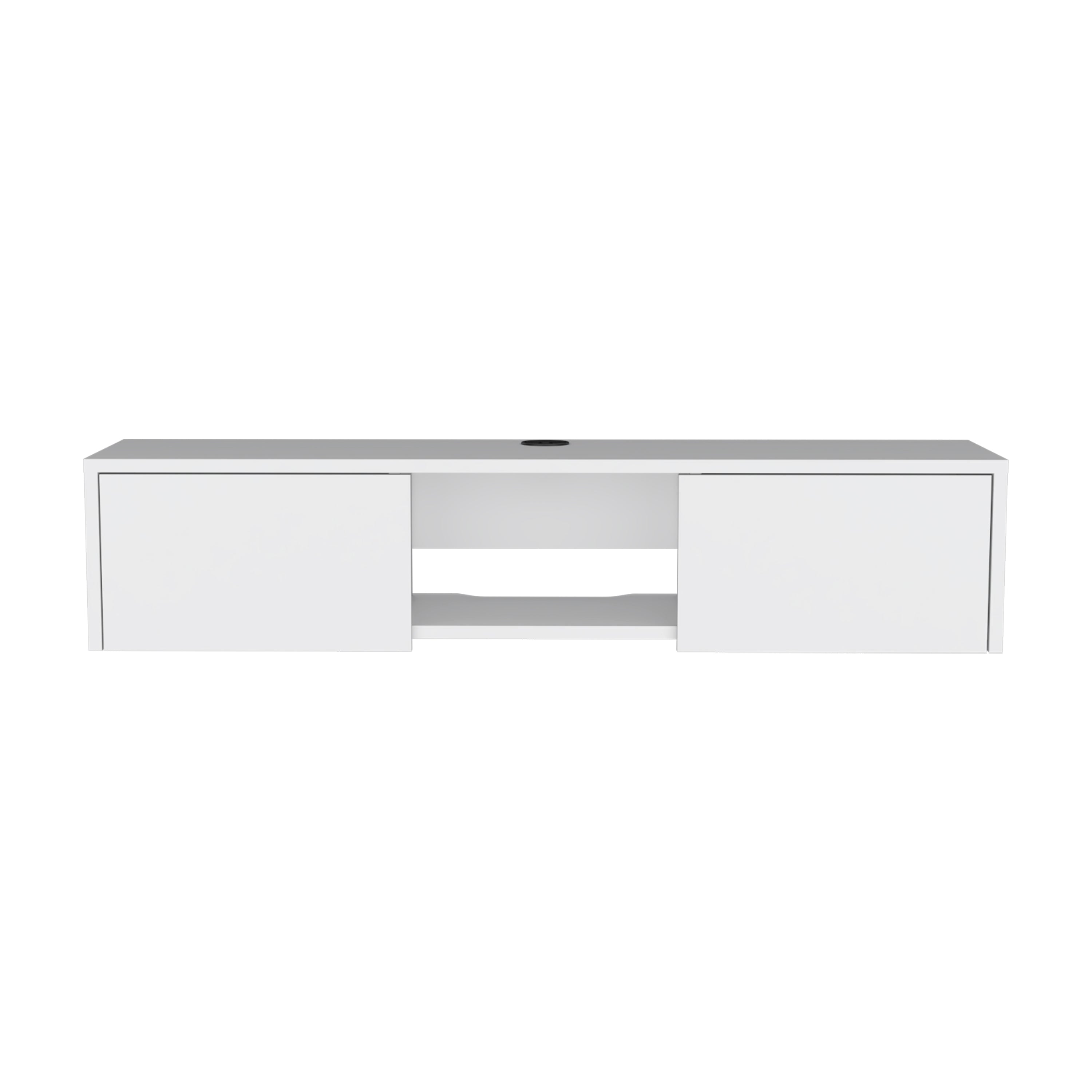 Glen Floating TV Stand with Side Doors and Media Shelf