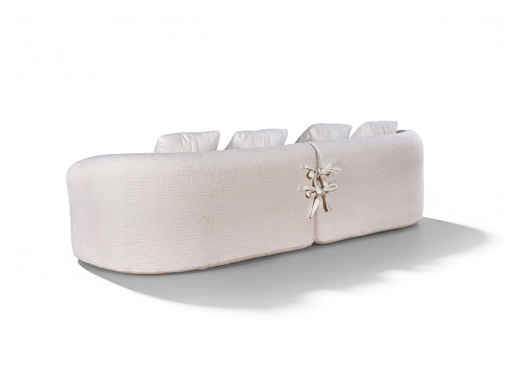 110" Curved Modular Sofa Bed, Green Chenille, 4-Seater