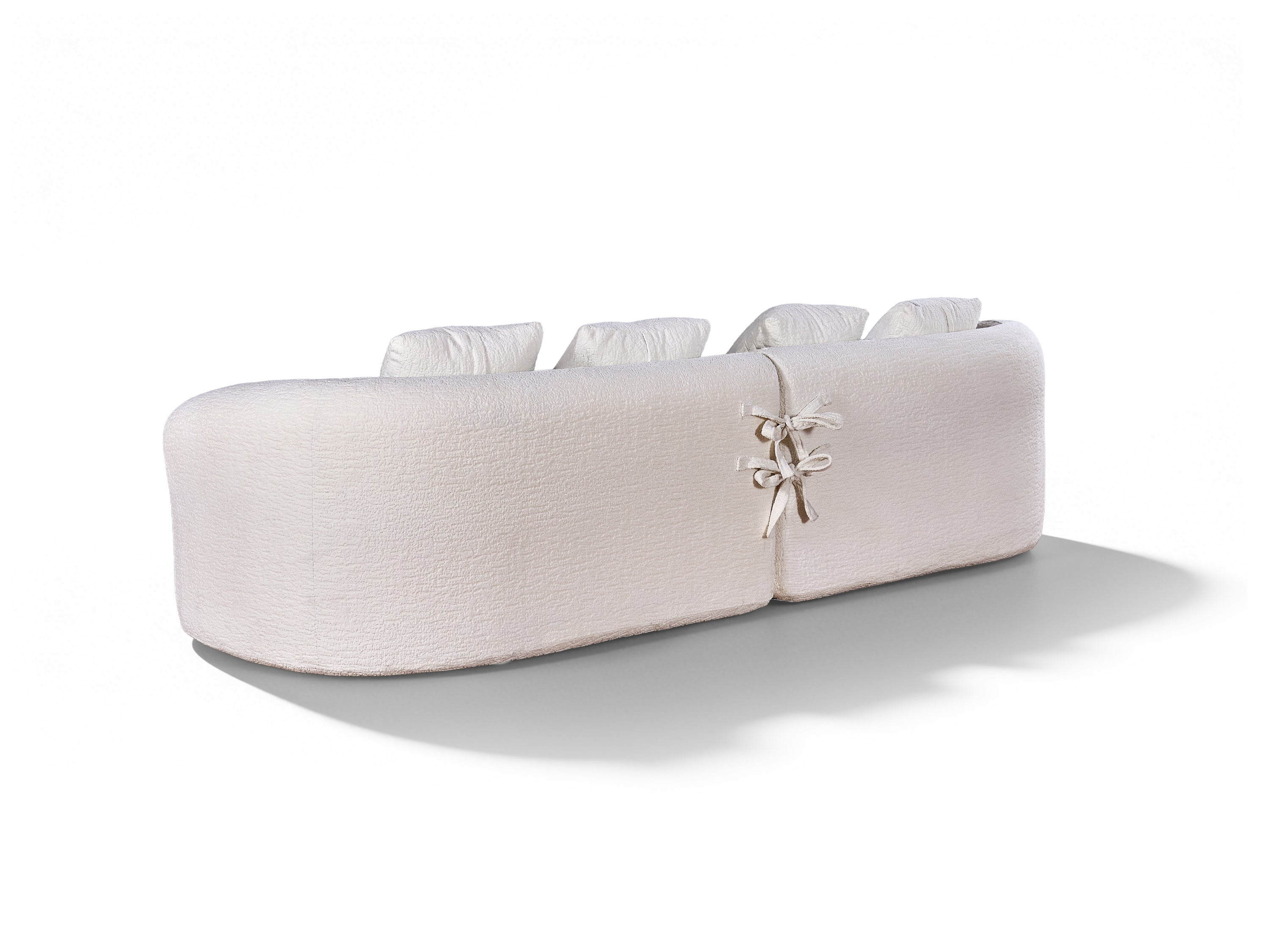 110" Curved Modular Sofa Bed, Green Chenille, 4-Seater