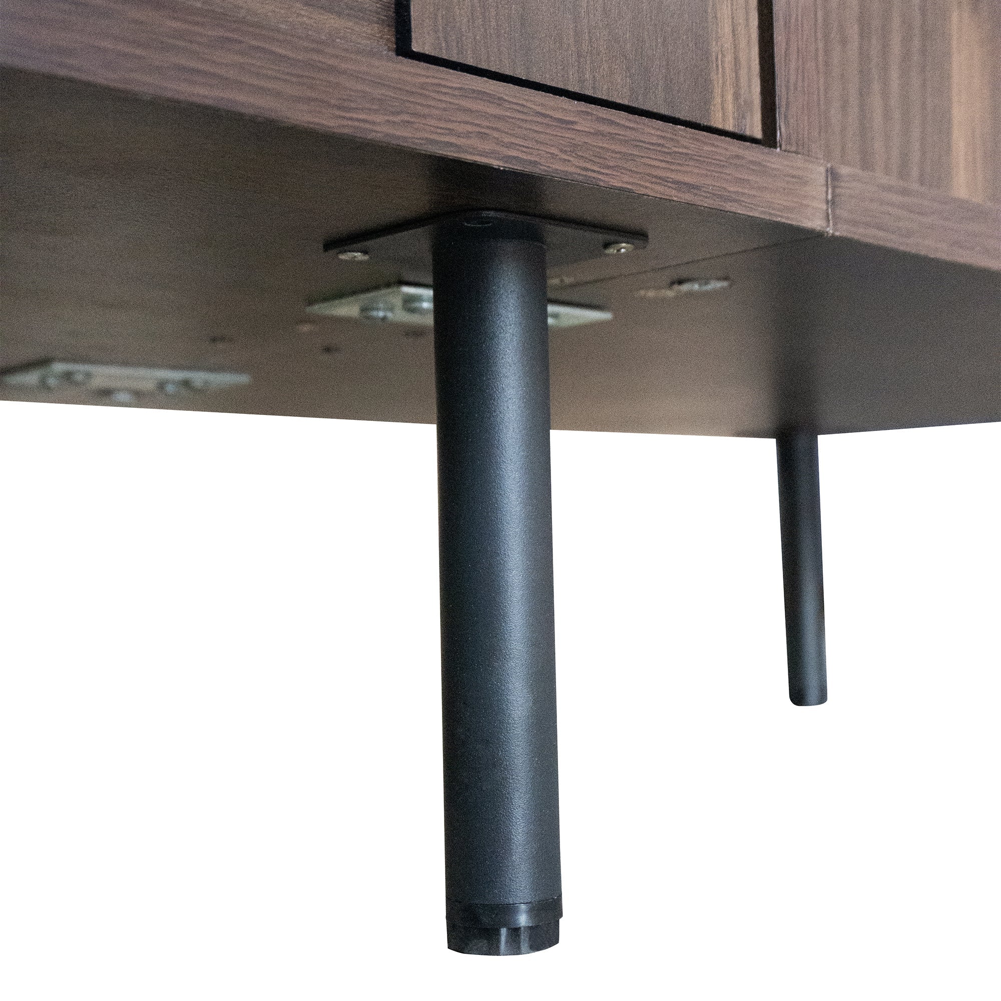 TV Stand Mid-Century Walnut MDF Soft-Close Doors Fits 85 In TV 78.7 In
