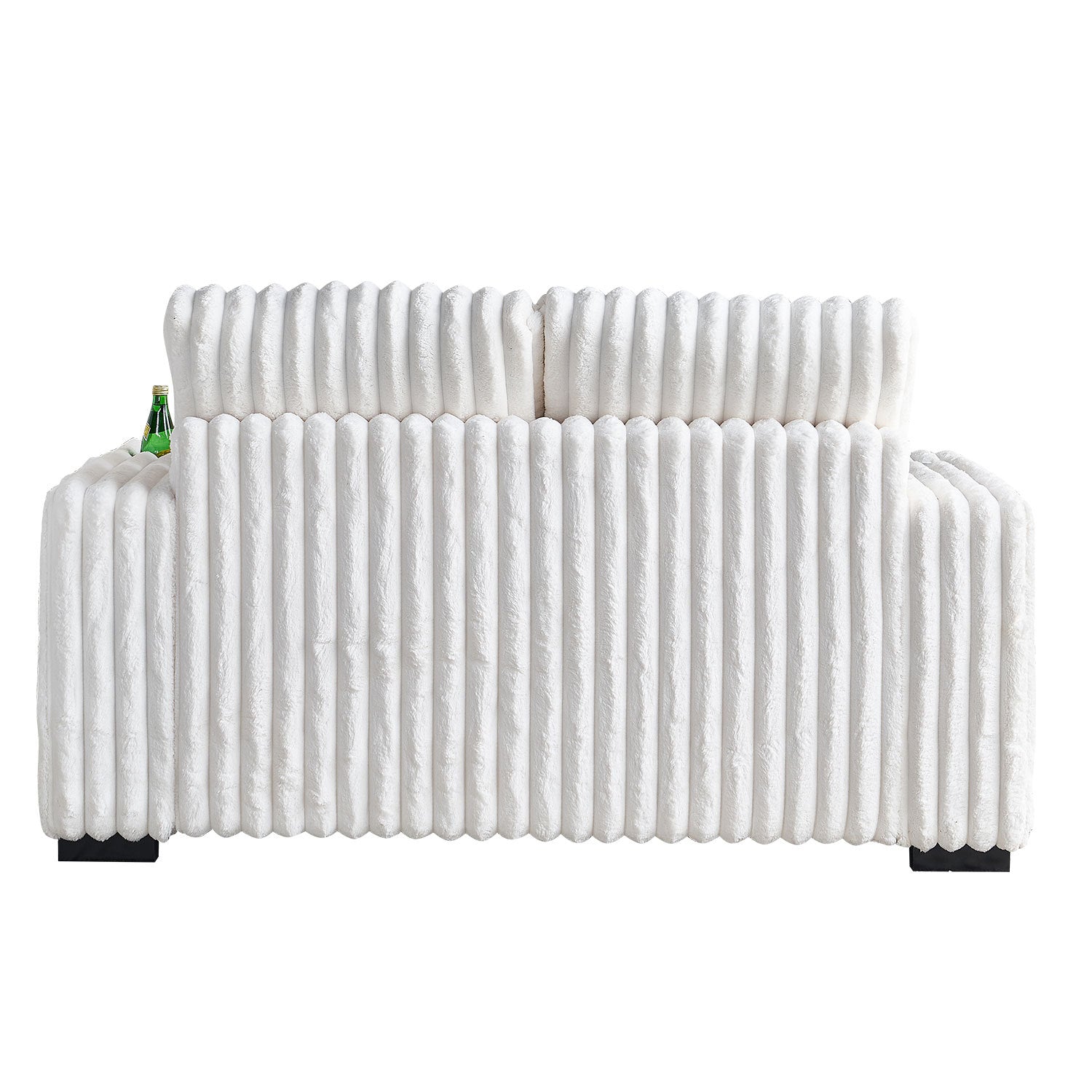 Beige Square Arm Loveseat with Ottoman and Pillows 61.42